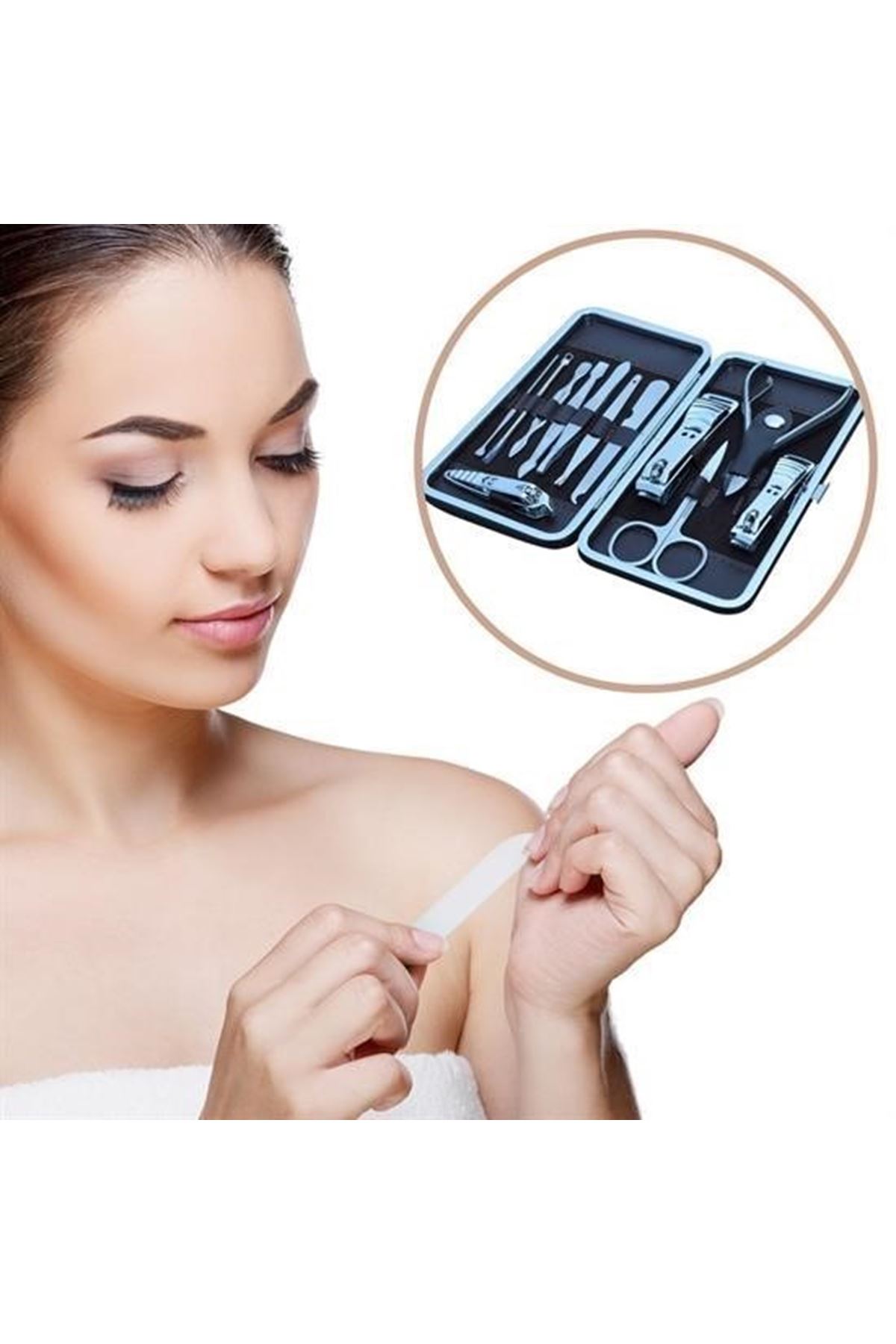 Tbl Dekor® Çantalı Manikür Pensi Profesyonel ve Manikür Pedikür Seti 13 Parça Tırnak Eti İtici Ve Cımbı