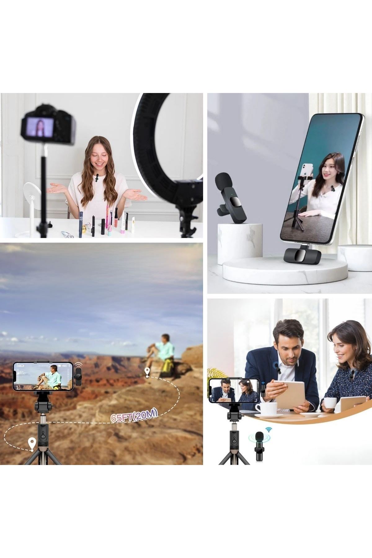 Tbl Dekor® Type C Uyumlu İphone Dönüştürücülü Kablosuz Yaka Mikrofonu Android ve İphone Uyumlu Mini Mikrofon