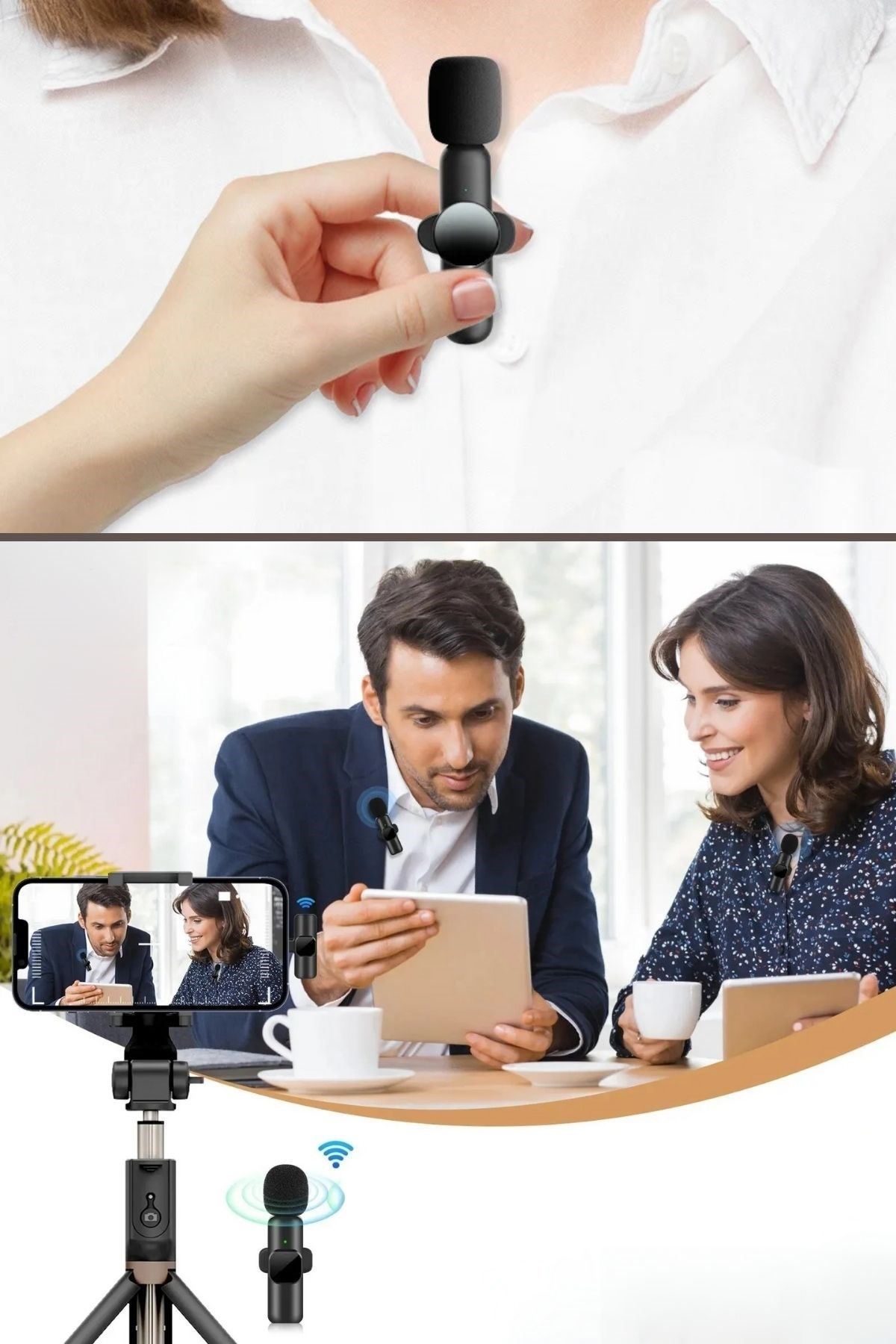 Tbl Dekor® Type C Uyumlu İphone Dönüştürücülü Kablosuz Yaka Mikrofonu Android ve İphone Uyumlu Mini Mikrofon