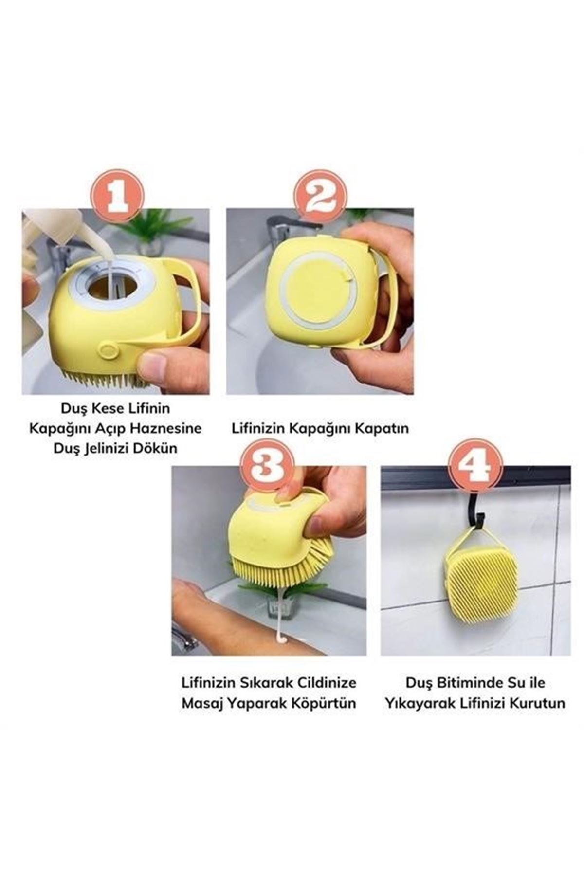 Tbl Dekor® Yumuşak Silikon Malzemeli Esnek Jel Hazneli Masaj Fonksiyonlu Etkili Banyo Duş Kese Lifi