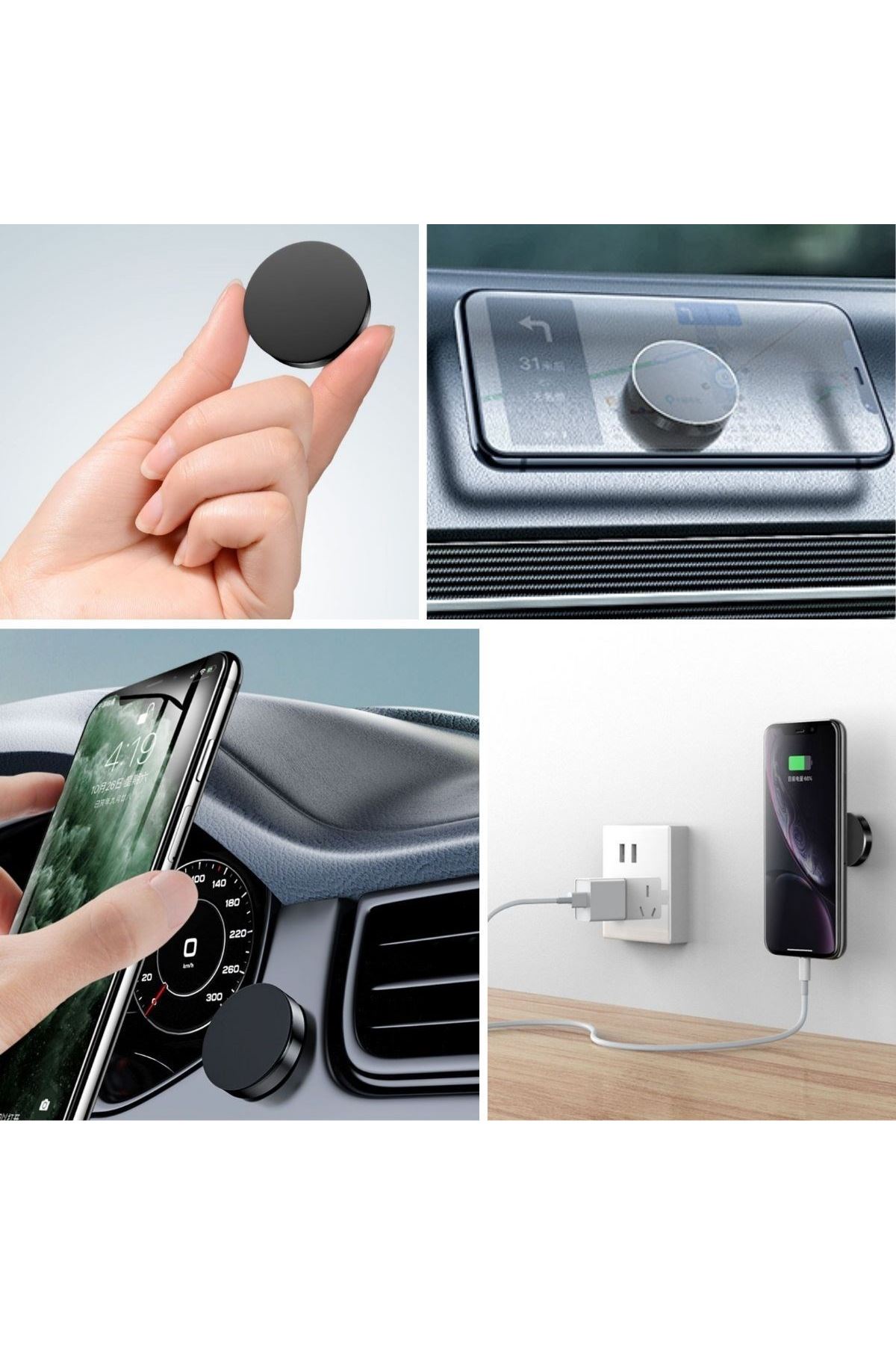 Tbl Dekor® Tüm Modellerle Uyumlu Manyetik Araç İçi Telefon Tutucu Çok Amaçlı Güçlü Mıknatıs Tutucu
