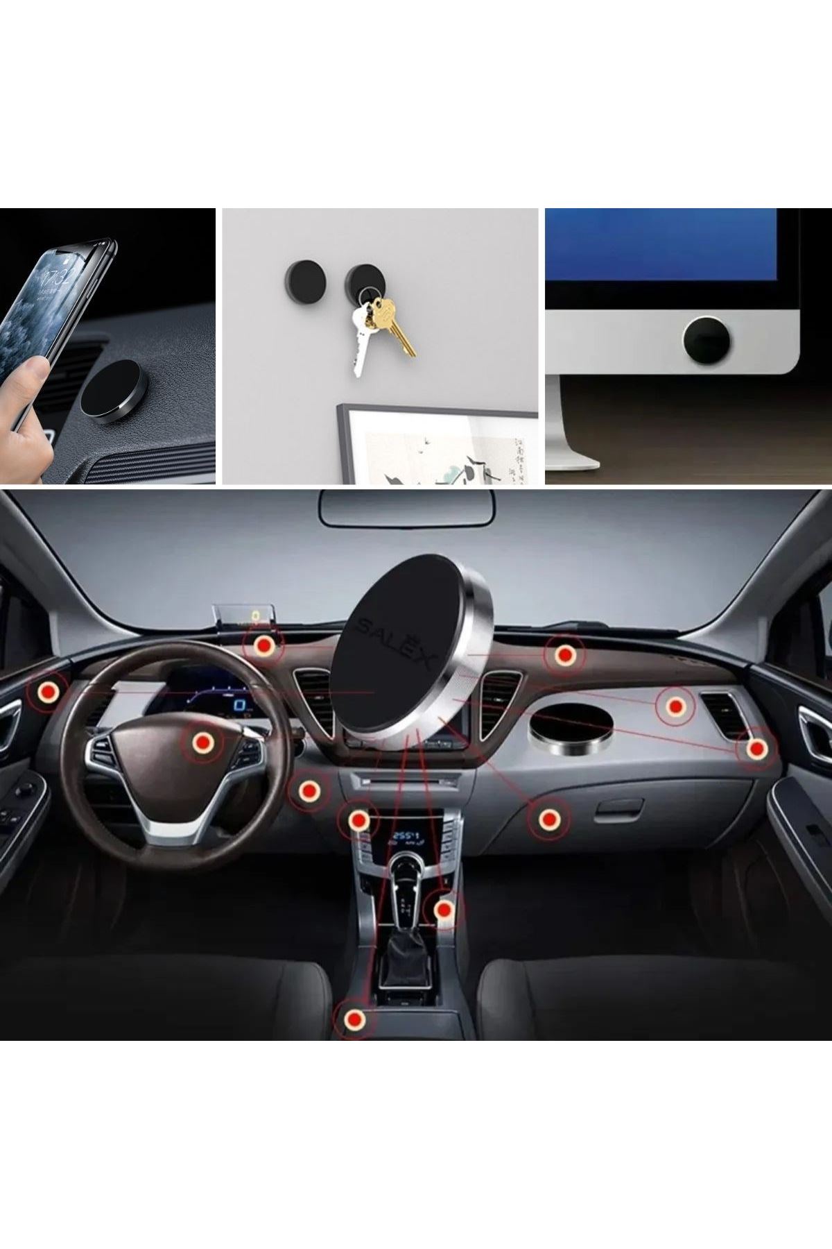 Tbl Dekor® Tüm Modellerle Uyumlu Manyetik Araç İçi Telefon Tutucu Çok Amaçlı Güçlü Mıknatıs Tutucu