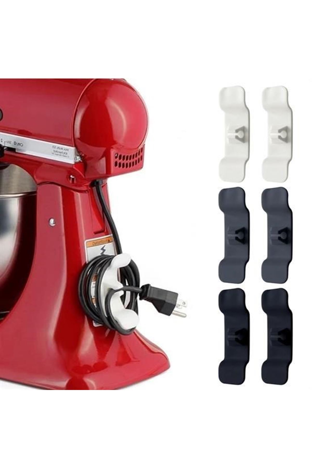 Tbl Dekor 6'lı Pratik Kablo Toparlayıcı Yapışkanlı Klips Mutfak Air Fryer Kettle Kahve Tost Makinası