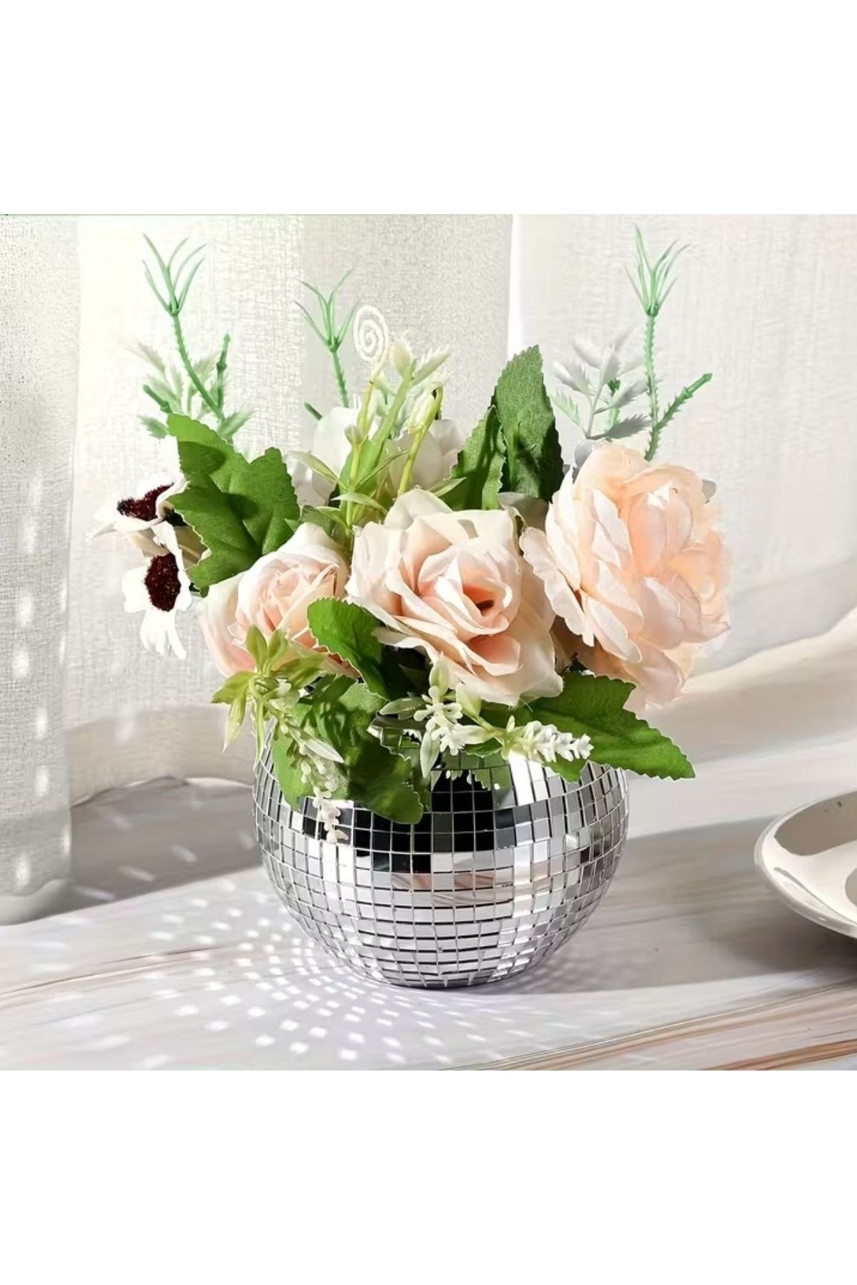 Tbl Dekor® Kare Silver Cam Mozaik Fayans Çıkartmaları El İşi Kare Cam Fayans Kendinden Yapışkanlı Aynalı Dekor Panel 30x30 Cm