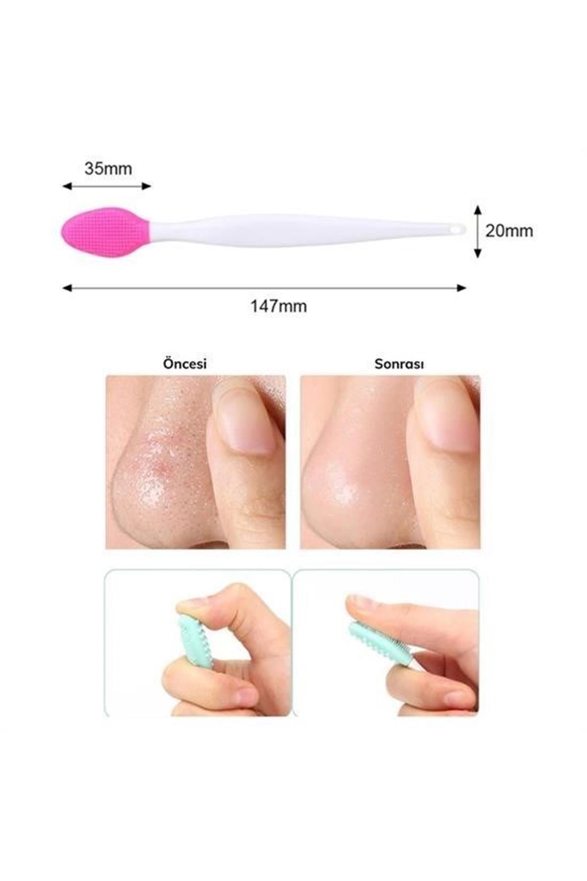 Tbl Dekor® 2 Adet Dudak Fırçası Peeling Etkili Gözenek  Siyah Nokta Temizleyici Akne Giderici Çift Yönl