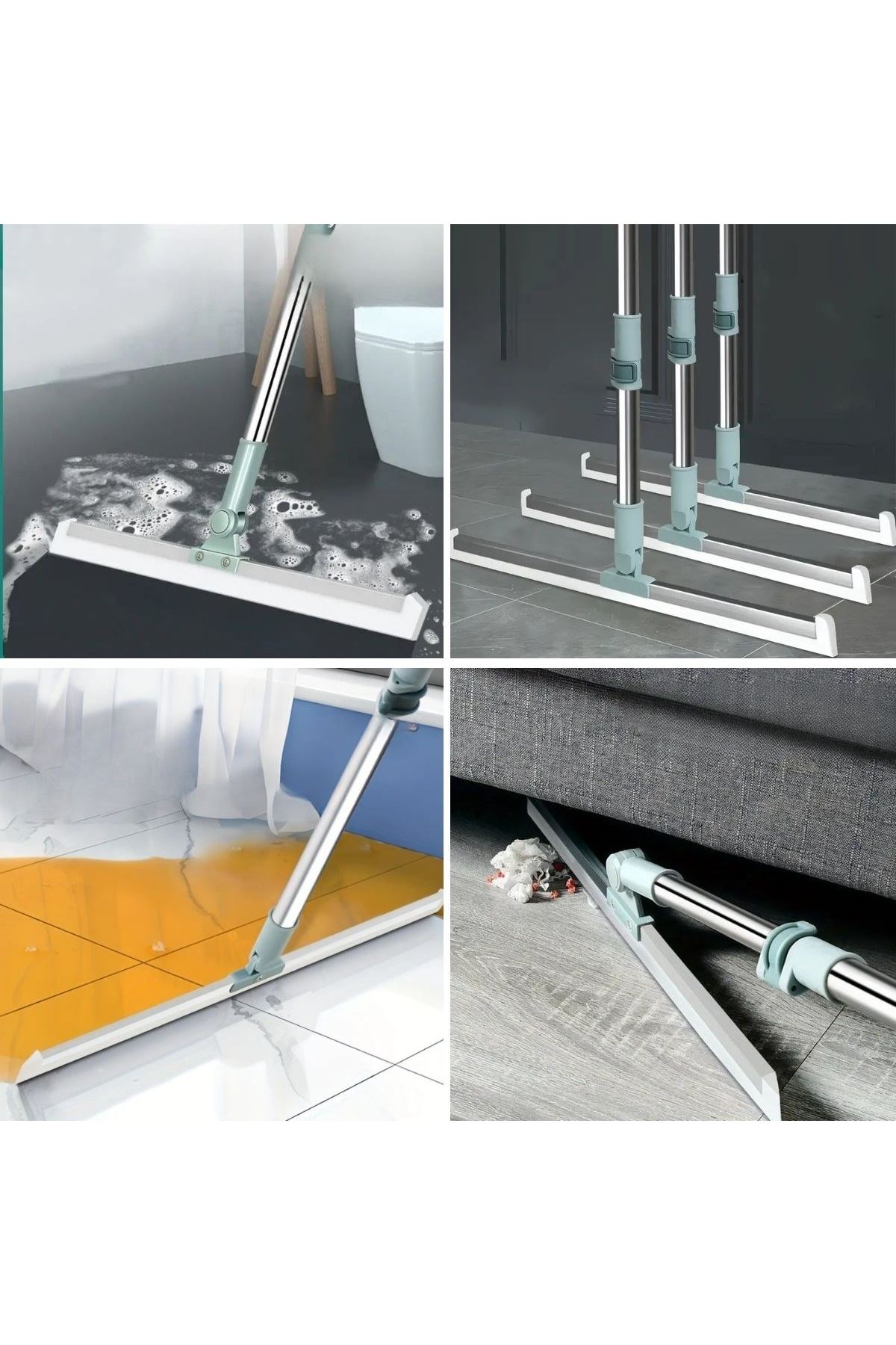 Tbl Dekor® Teleskopik Oynar Başlıklı Cam,Zemin Silme Aparatı Çekçek