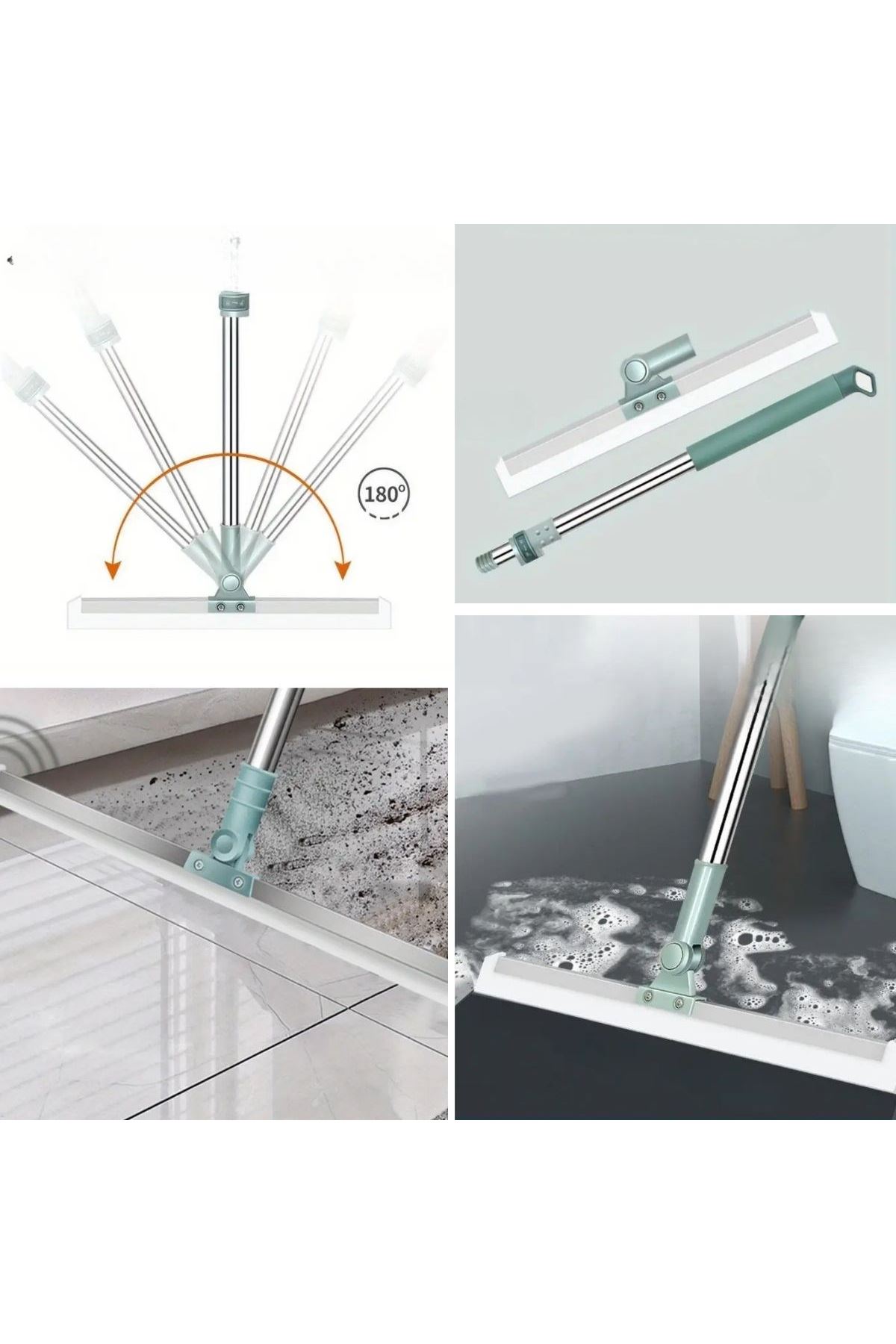 Tbl Dekor® Teleskopik Oynar Başlıklı Cam,Zemin Silme Aparatı Çekçek