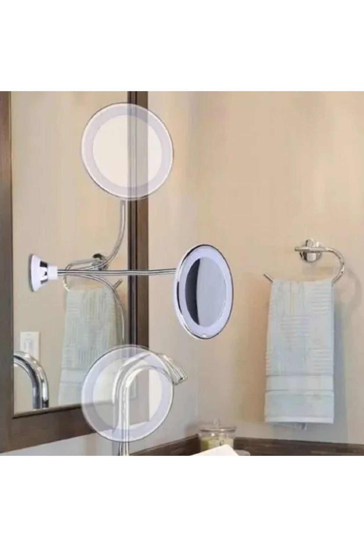 Tbl Dekor® 360° Döner Esnek Makyaj Aynası – 10X Büyüteçli, Güçlü Vantuzlu Detay Görüntüleme Çok Açılı Makyaj & Cilt Bakım Aynası