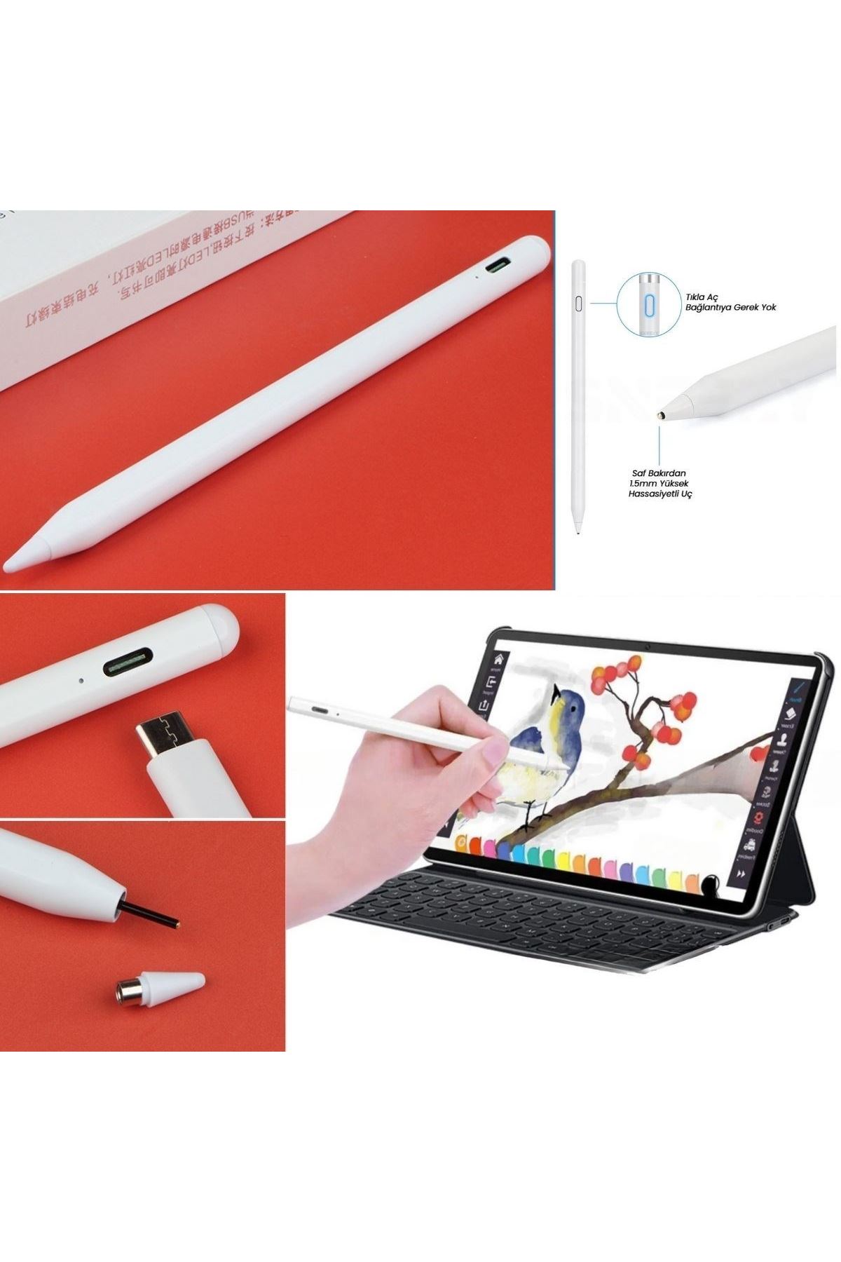 Tbl Dekor® Evrensel Tablet ve Dokunmatik Telefonlarla Uyumlu Hassas Çizim ve Tasarım Kalemi