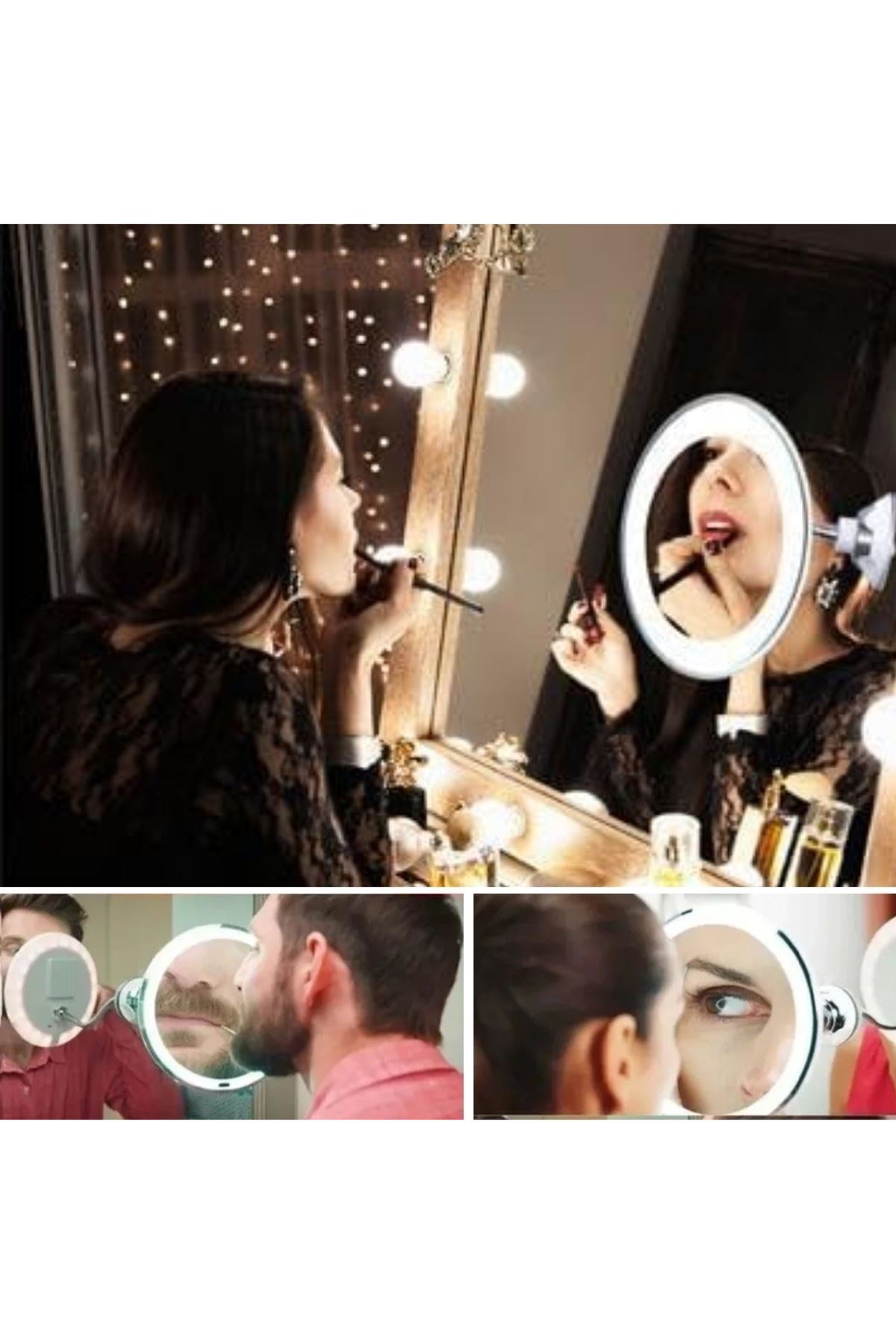 Tbl Dekor® 360° Döner Esnek Makyaj Aynası – 10X Büyüteçli, Güçlü Vantuzlu Detay Görüntüleme Çok Açılı Makyaj & Cilt Bakım Aynası