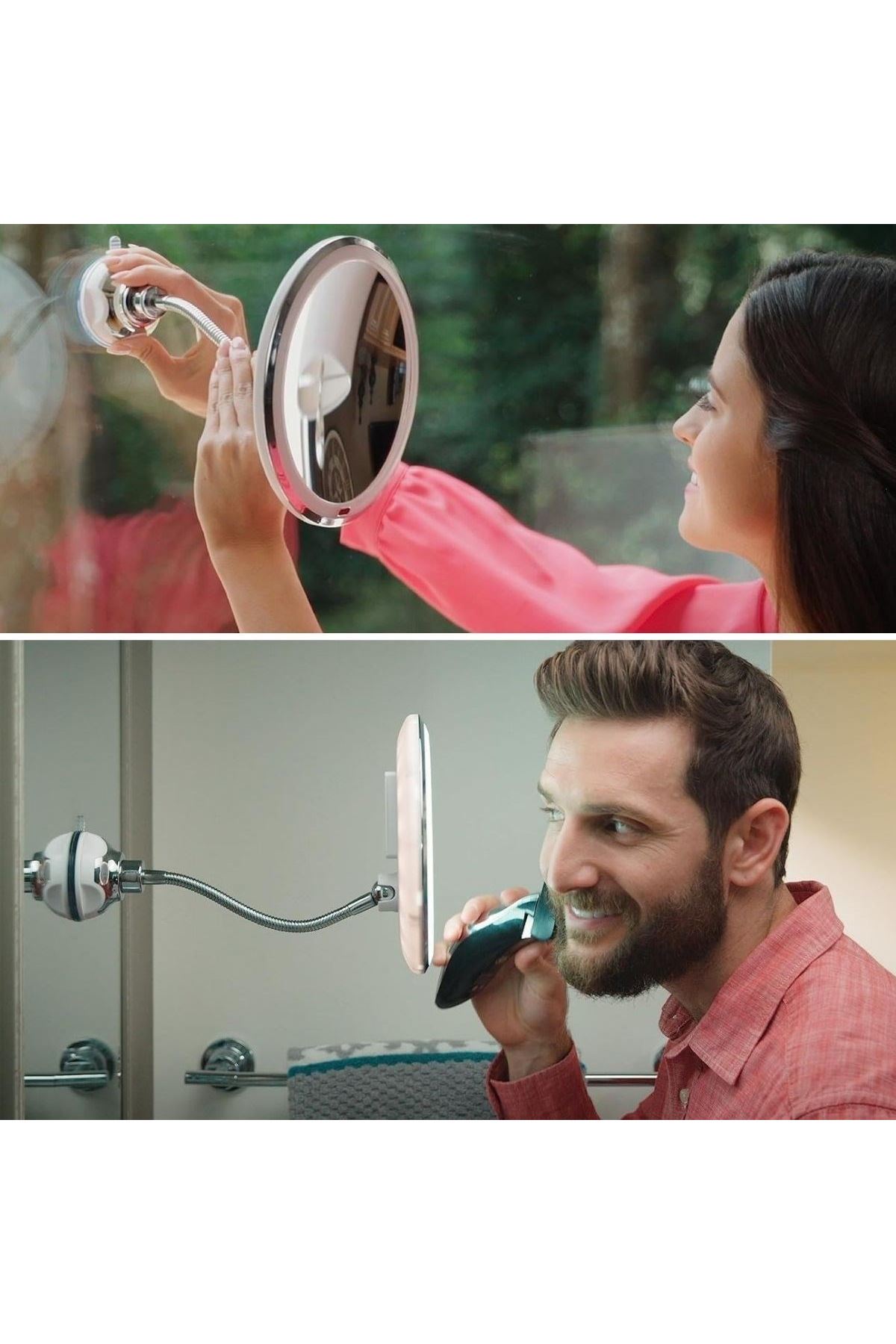 Tbl Dekor® 360° Döner Esnek Makyaj Aynası – 10X Büyüteçli, Güçlü Vantuzlu Detay Görüntüleme Çok Açılı Makyaj & Cilt Bakım Aynası