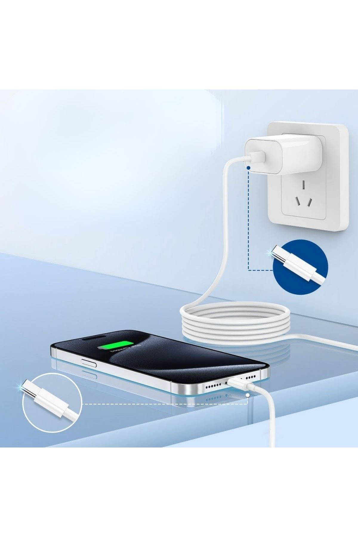 Tbl Dekor® Apple 15/15 Pro Type-C to Type-C Hasır Örgü Hızlı Şarj Kablosu (1m)