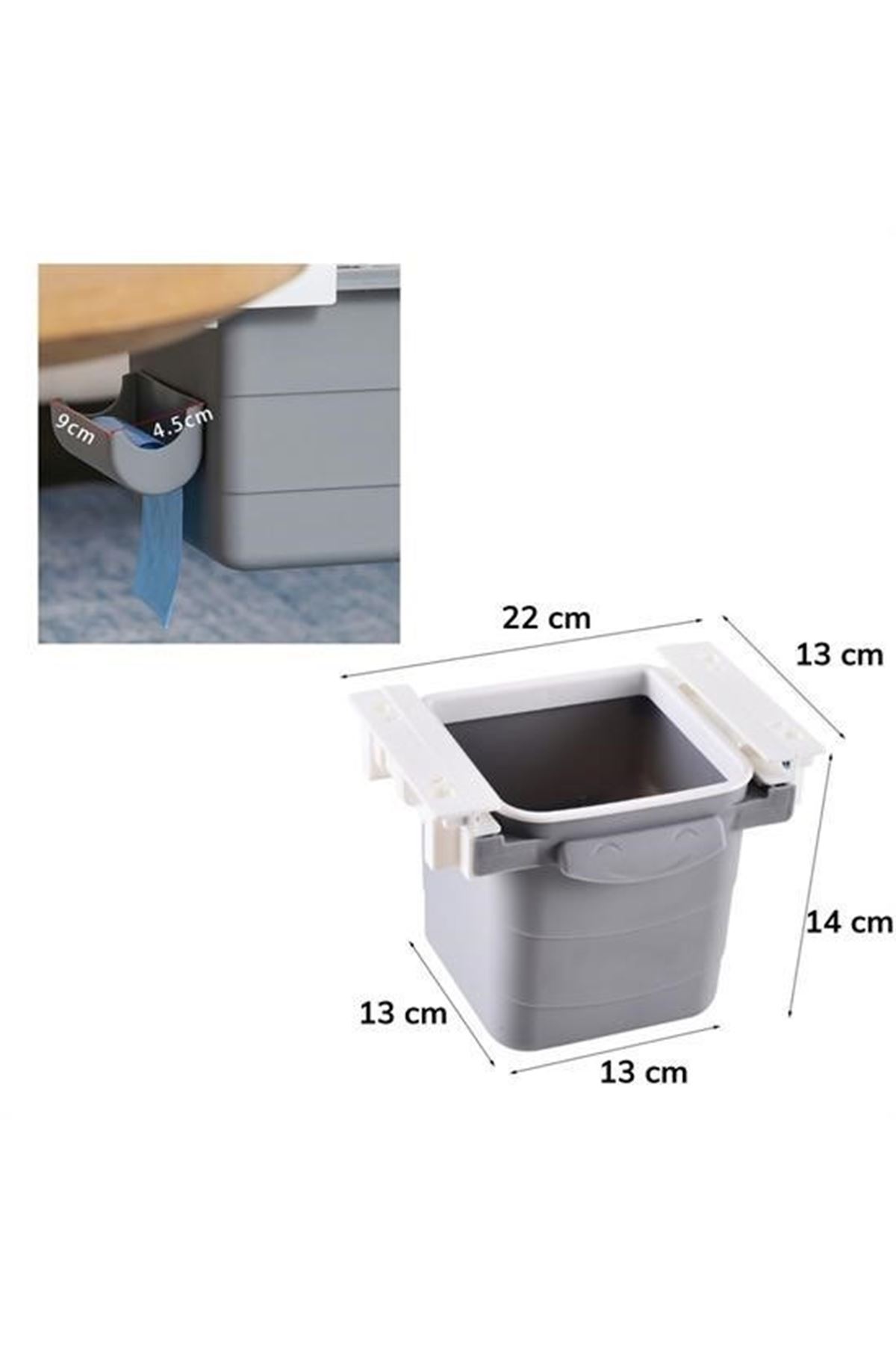 Tbl Dekor® Mini Masa Çöp Kovası Plastik Tezgah Altı Geri Çekilebilir Yapışkanlı Görünmez Bölme Pratik