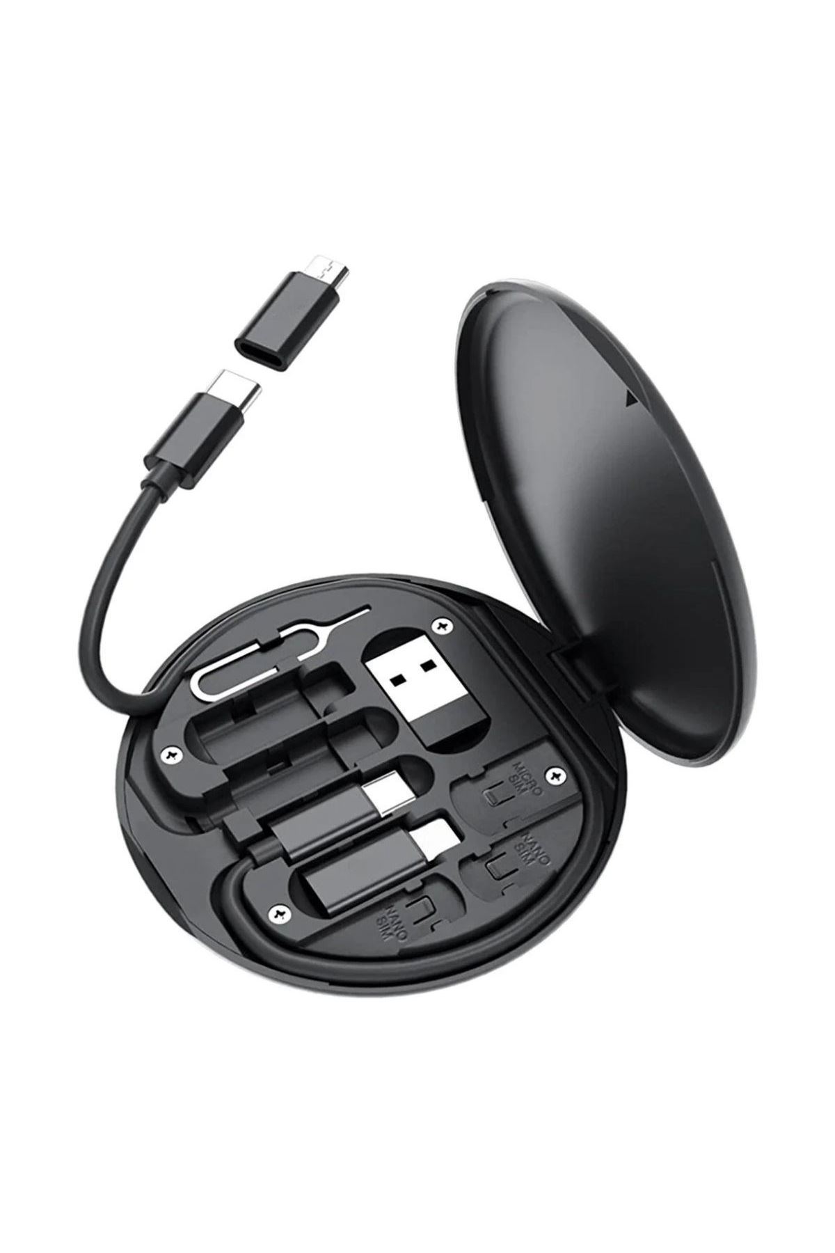 Tbl Dekor® 60w Destekli Kablo Kutusu Seyahat Kablo Seti 5'i 1 arada USB Type-C Şarj Kablosu Seti