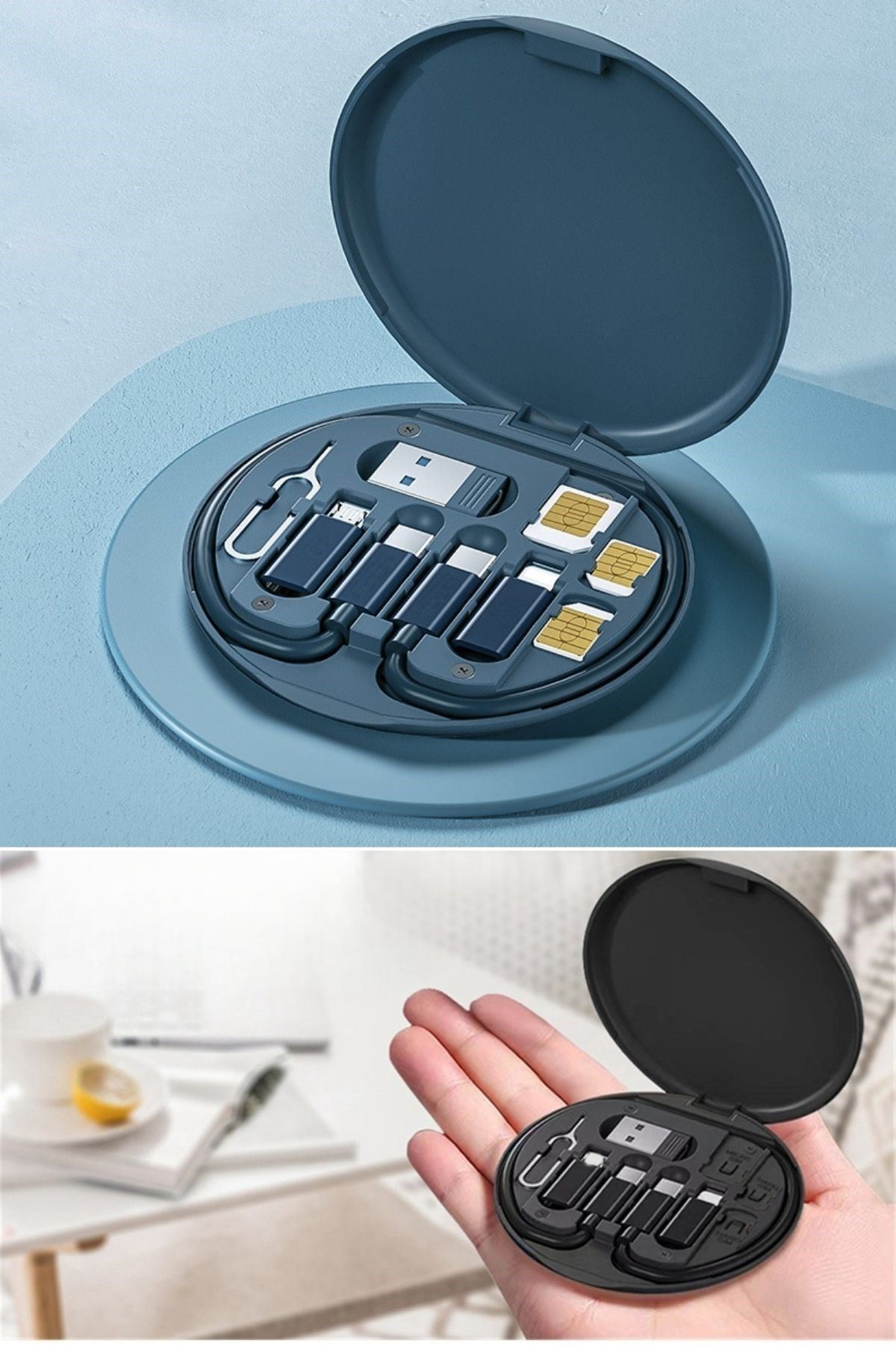 Tbl Dekor® 60w Destekli Kablo Kutusu Seyahat Kablo Seti 5'i 1 arada USB Type-C Şarj Kablosu Seti