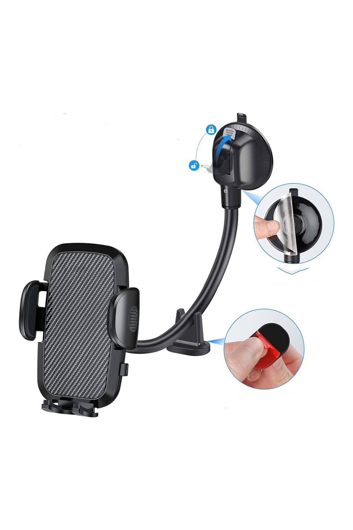 Tbl Dekor® Ayarlanabilir Vakum Kilitli Cam Ve Torpidoya Takılabilen Telefon Tutucu