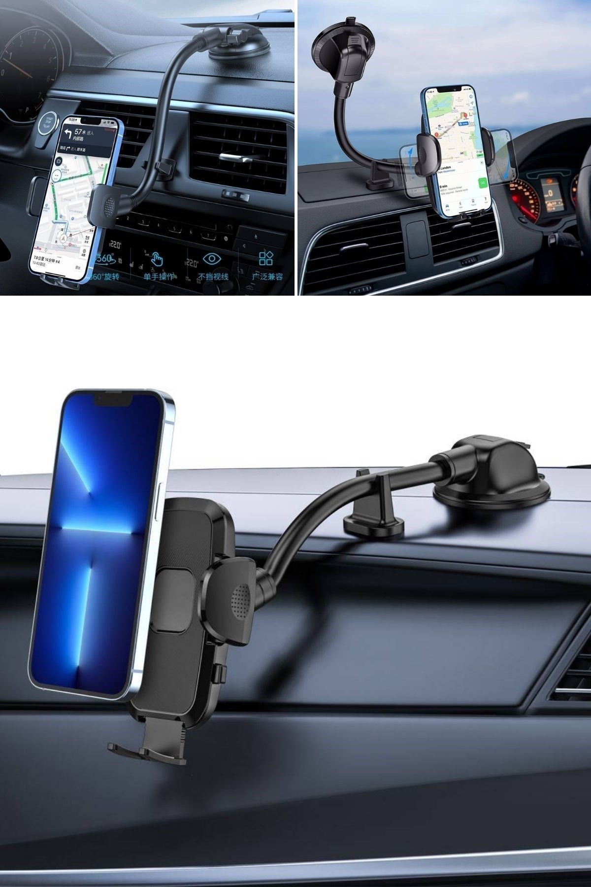 Tbl Dekor® Ayarlanabilir Vakum Kilitli Cam Ve Torpidoya Takılabilen Telefon Tutucu