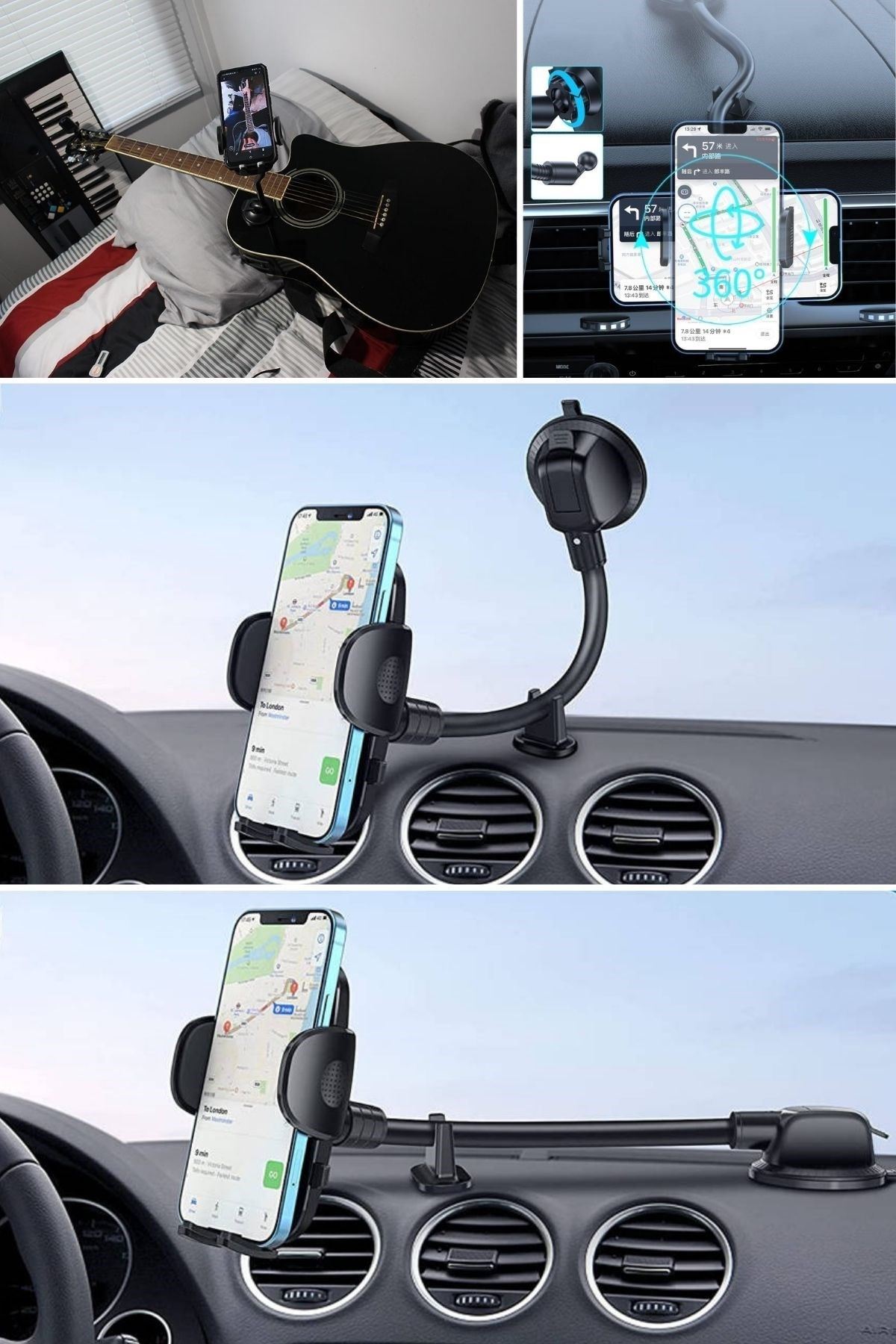 Tbl Dekor® Ayarlanabilir Vakum Kilitli Cam Ve Torpidoya Takılabilen Telefon Tutucu