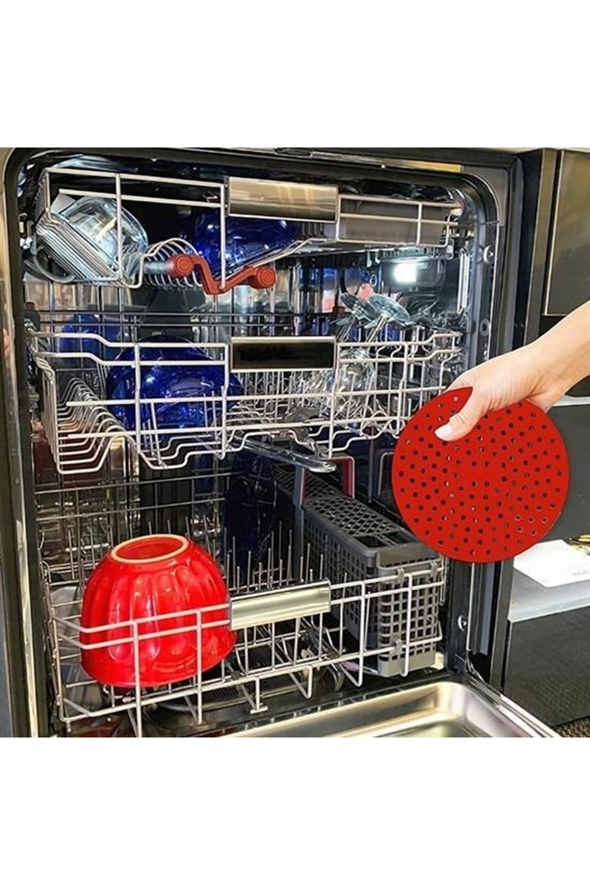 Tbl Dekor® Renkli Isıya Dayanıklı Yıkanılabilir Silikon Fırın Ve Airfryer Yuvarlak Pişirme Matı 23 Cm