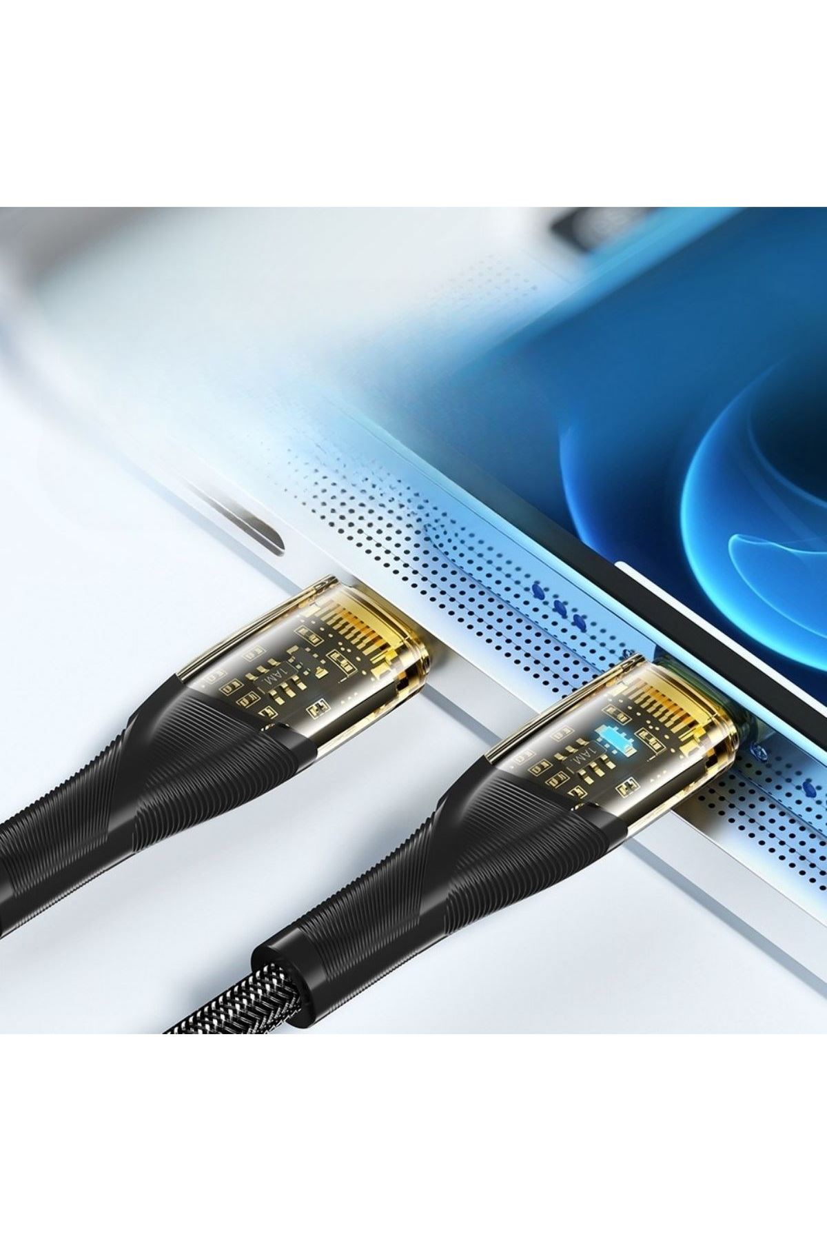 Tbl Dekor® Led Işık Uçlu Sağlam İp Kablolu USB to Lightning Hızlı Şarj Kablosu