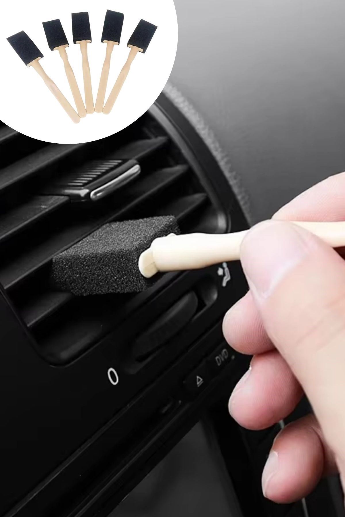 Tbl Dekor® 5'li Araba Havalandırma Temizleme Fırçaları Klima Çıkışları,Toz Alma&Otomobil İçi Detaylı Mini Temizlik Aparatları