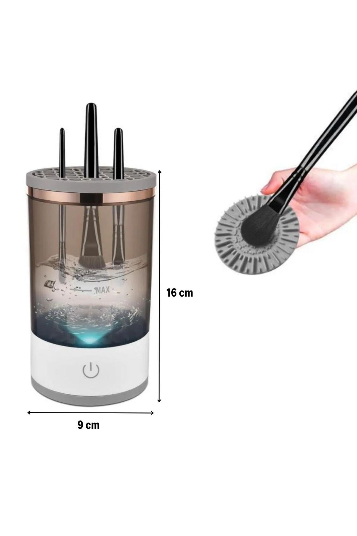 Tbl Dekor® USB Şarjlı Makyaj Fırçası Temizleyici Aparat Hızlı Kurutmalı, Çok Yönlü Fırça Temizleyici