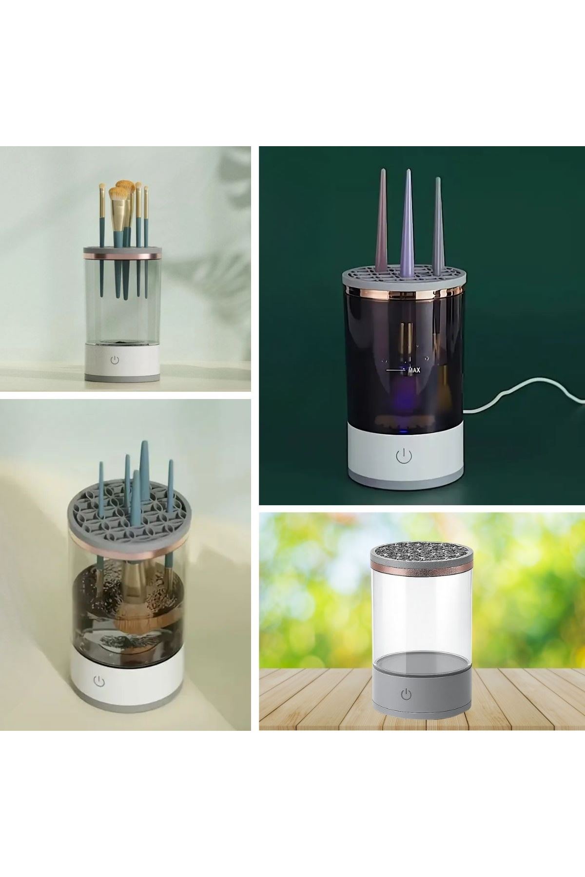 Tbl Dekor® USB Şarjlı Makyaj Fırçası Temizleyici Aparat Hızlı Kurutmalı, Çok Yönlü Fırça Temizleyici