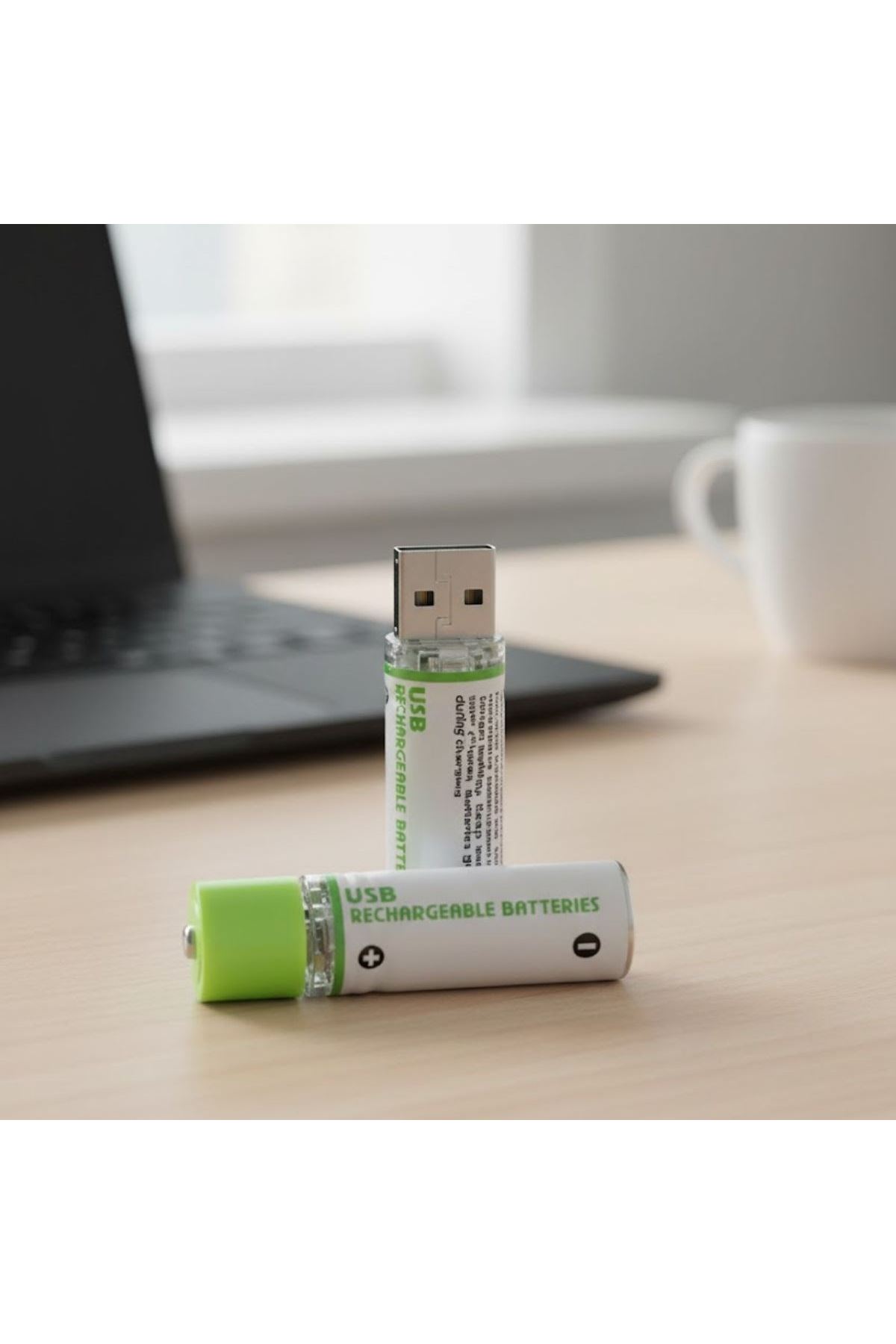 Tbl Dekor® USB Şarjlı 1450mAh AA 1.2V Lityum Kalem Pil – 2’li Set, Tekrar Şarj Edilebilir Uzun Ömürlü Dönüştürülebilir Batarya