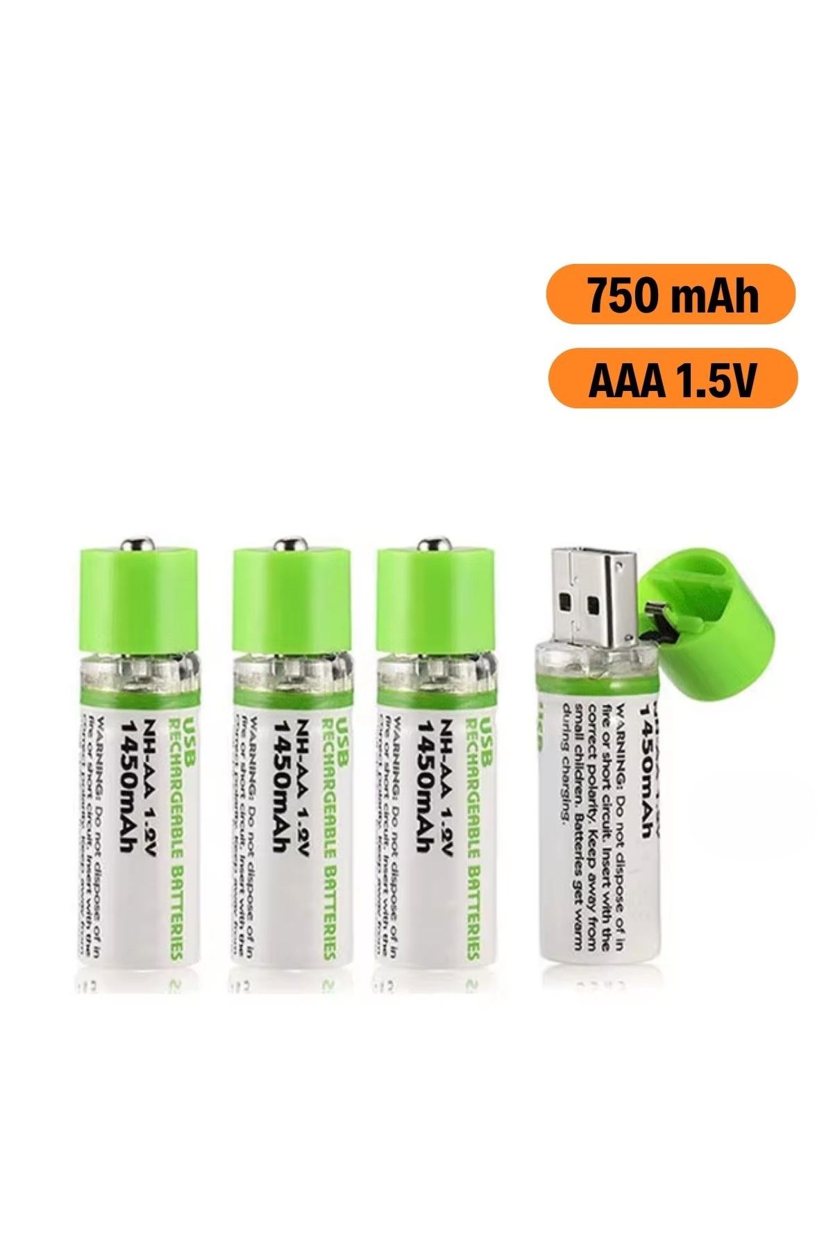 Tbl Dekor® USB Şarjlı 1450mAh AA 1.2V Lityum Kalem Pil – 4'lü Set, Tekrar Şarj Edilebilir Uzun Ömürlü Dönüştürülebilir Batarya