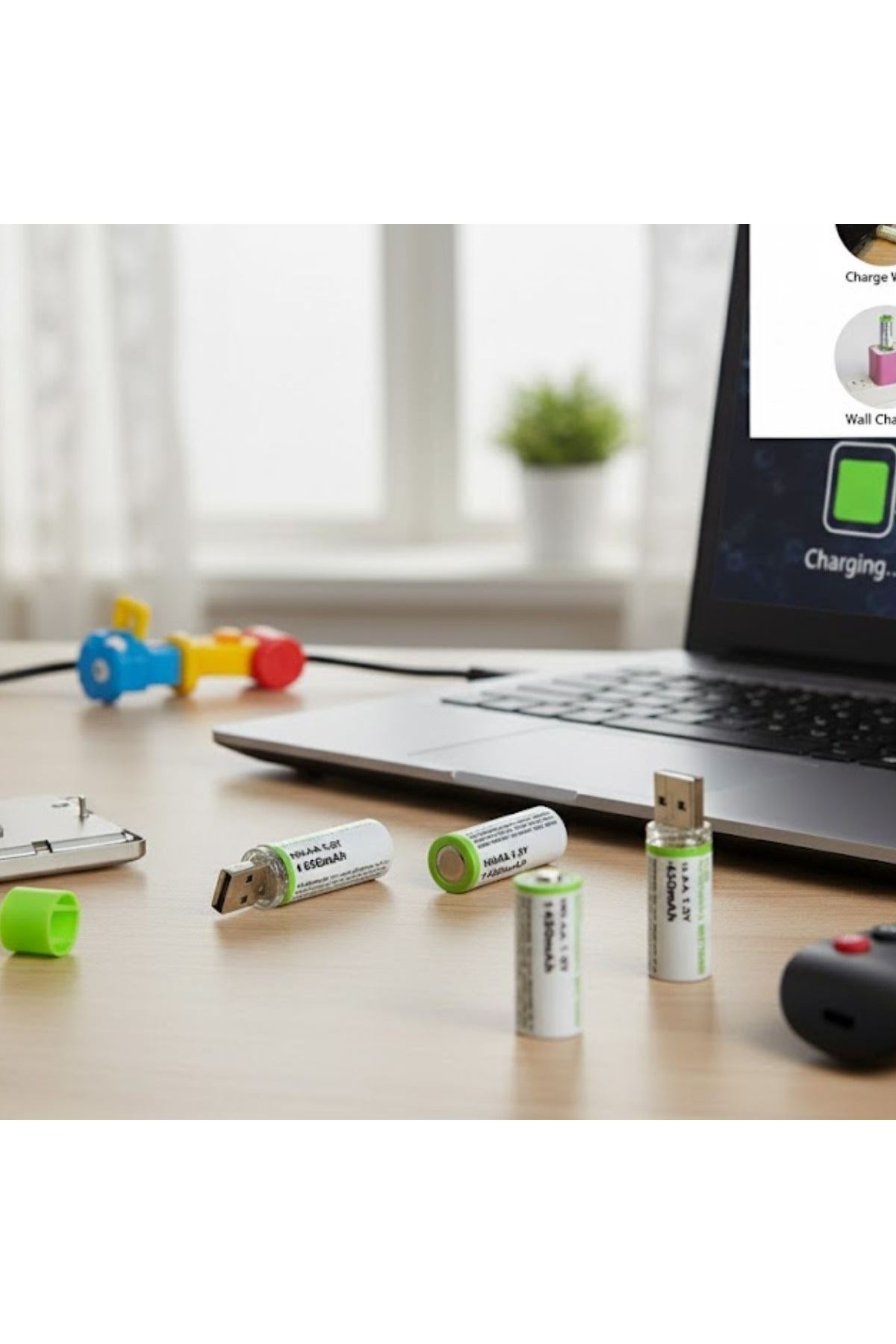 Tbl Dekor® USB Şarjlı 1450mAh AA 1.2V Lityum Kalem Pil – 4'lü Set, Tekrar Şarj Edilebilir Uzun Ömürlü Dönüştürülebilir Batarya