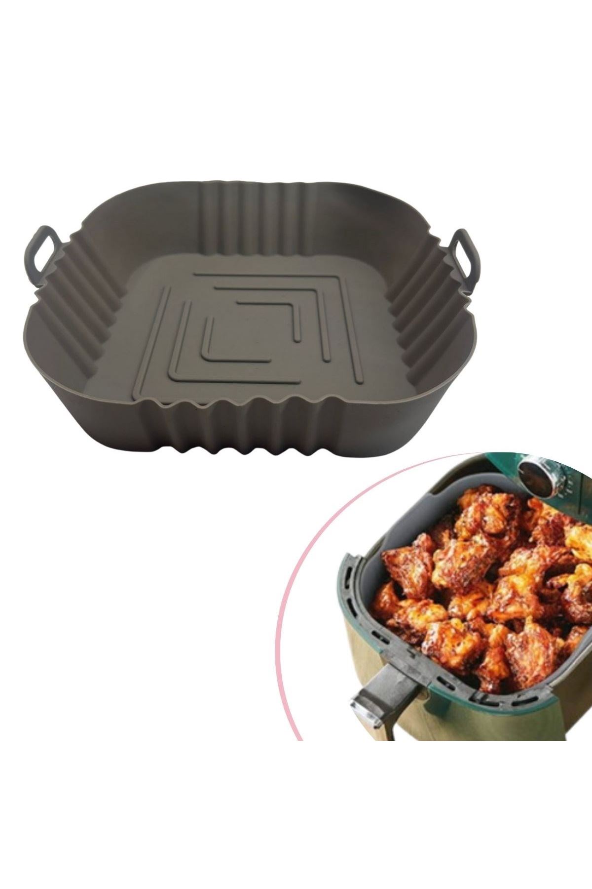 Tbl Dekor® Renkli Isıya Dayanıklı Yıkanılabilir Silikon Fırın Ve Airfryer Kare Model Pişirme Matı 20 Cm