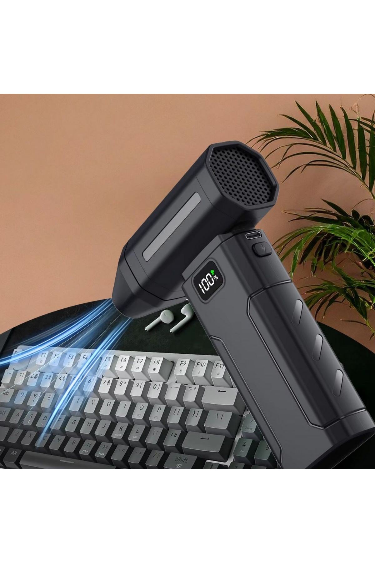 Tbl Dekor® USB Şarjlı Güçlü Hava Üflemeli Toz Temizleyici Araç İçi, Klavye, PC ve Elektronik Cihaz Temizlik Cihazı X8 Jetfan