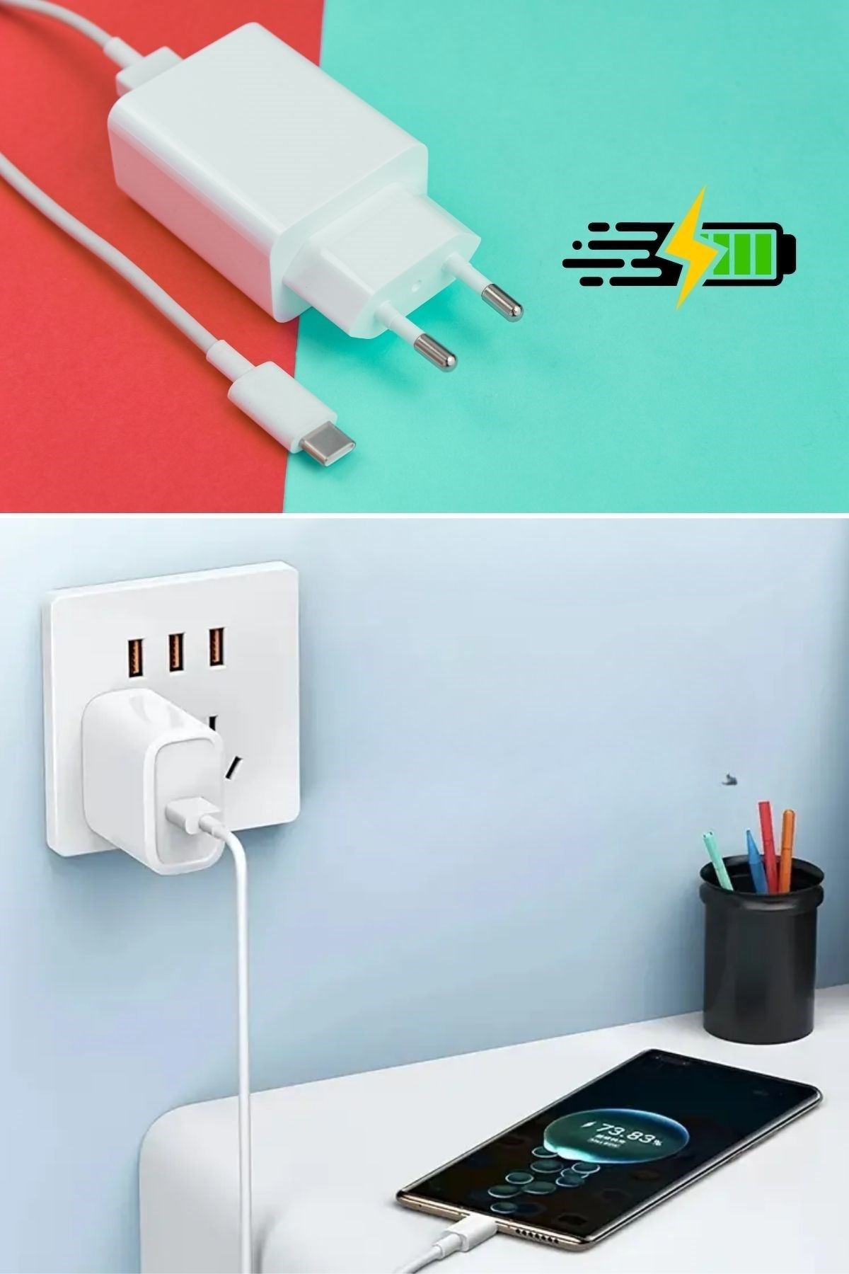 Tbl Dekor® 120W USB Hızlı Type C Uçlu Kablolu Şarj Aleti