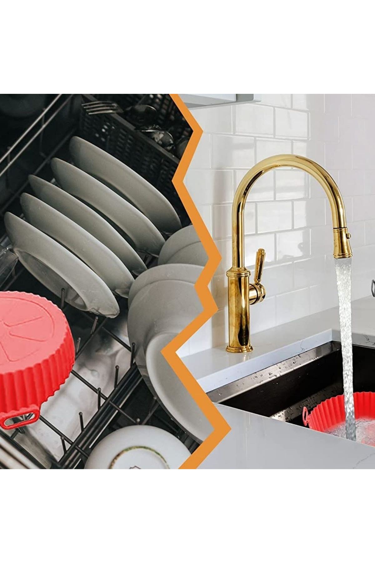 Tbl Dekor® Renkli Isıya Dayanıklı Yıkanılabilir Silikon Fırın Ve Airfryer Yuvarlak Model Pişirme Matı 20 Cm