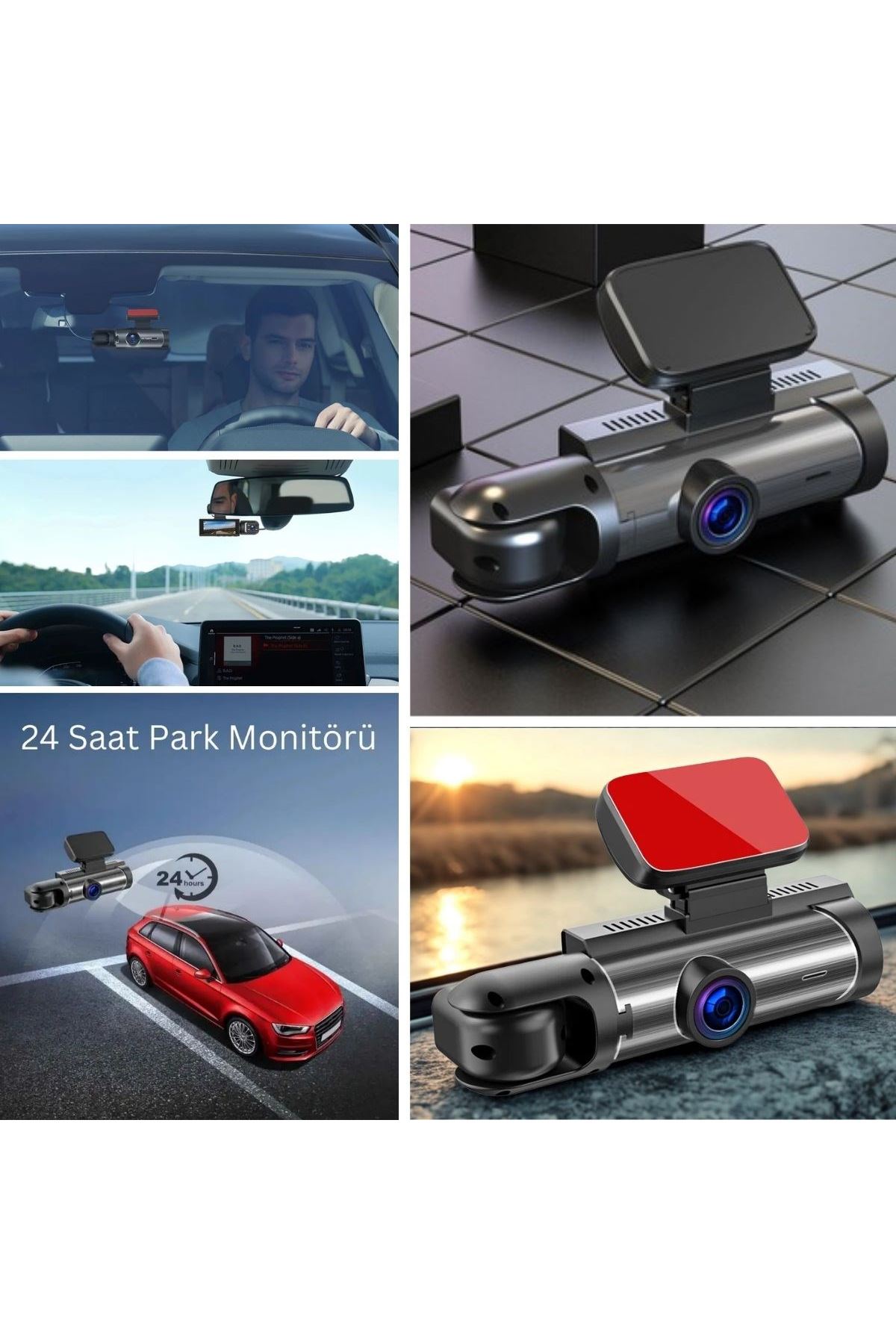 Tbl Dekor®  WiFi Destekli Araç İçi & Dışı Çift Kameralı Dikiz Aynası Kamera
