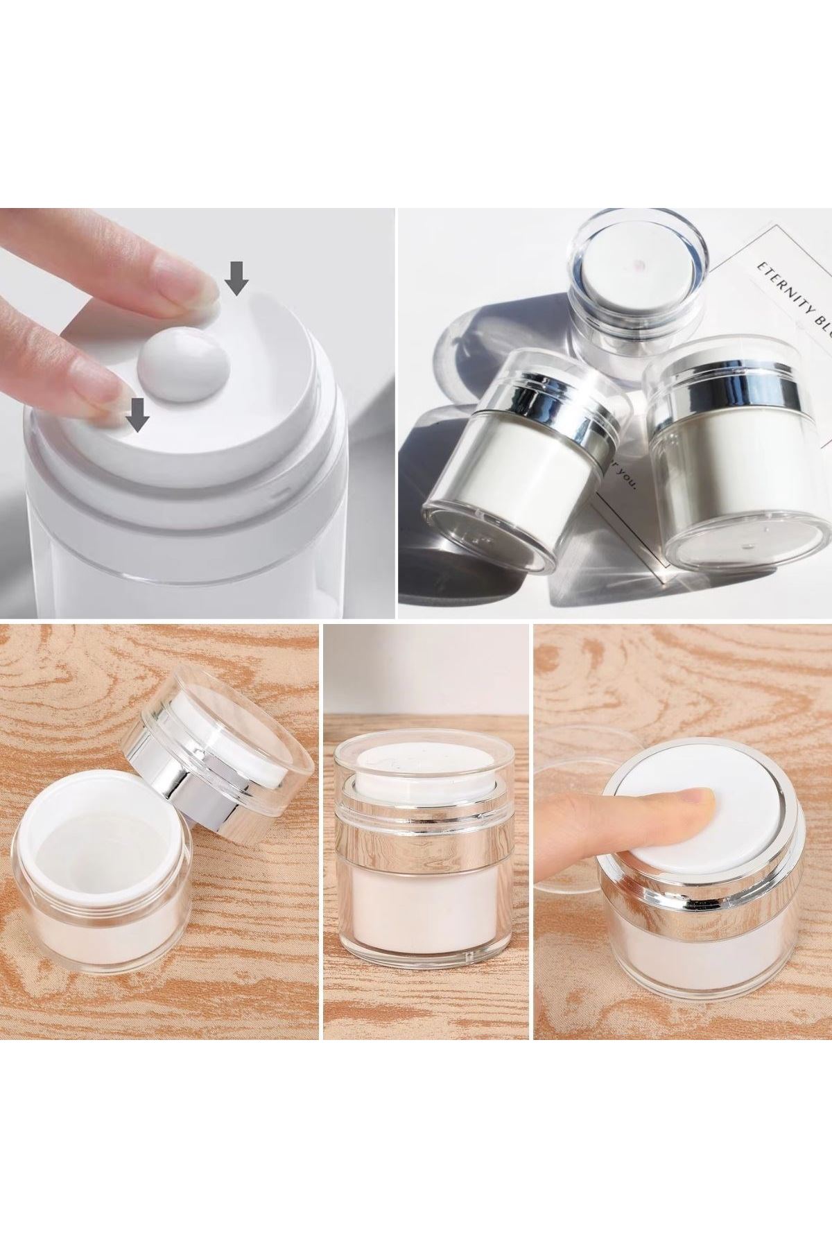 Tbl Dekor® Hava Pompalı Doldurulabilir Vakumlu Krem,Fondoten Sıvı Kozmetik Ürün Şişesi