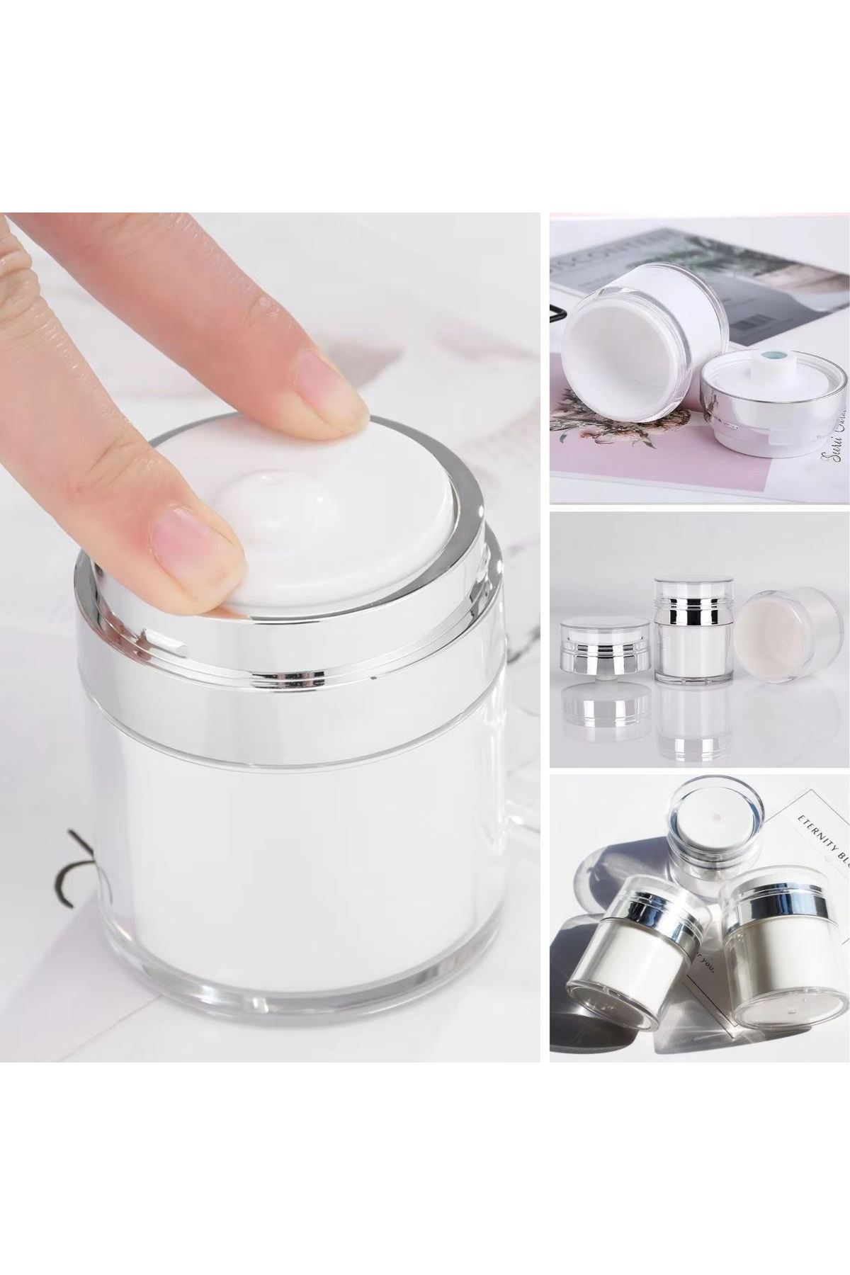 Tbl Dekor® Hava Pompalı Doldurulabilir Vakumlu Krem,Fondoten Sıvı Kozmetik Ürün Şişesi