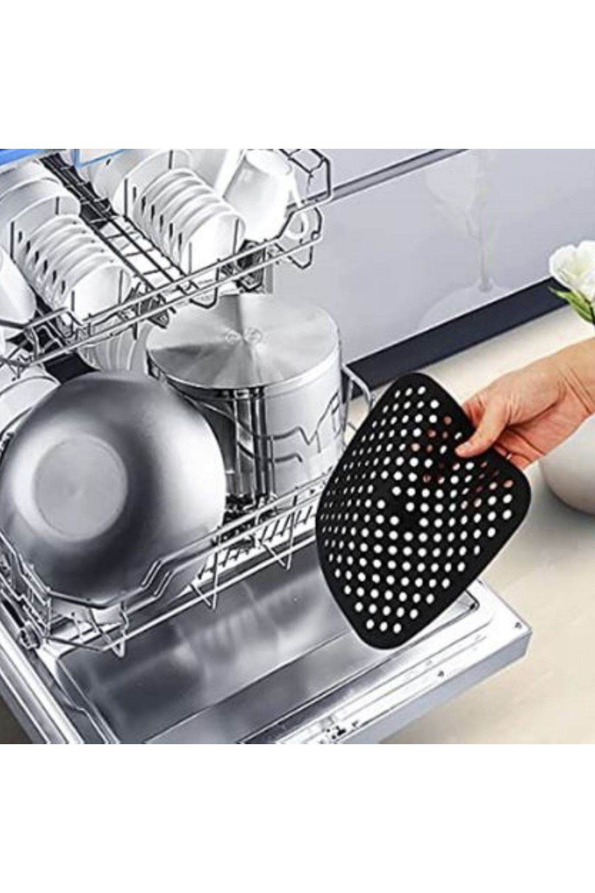 Tbl Dekor® Siyah Isıya Dayanıklı Yıkanılabilir Silikon Fırın Ve Airfryer Kare Model Pişirme Matı 21,5 Cm