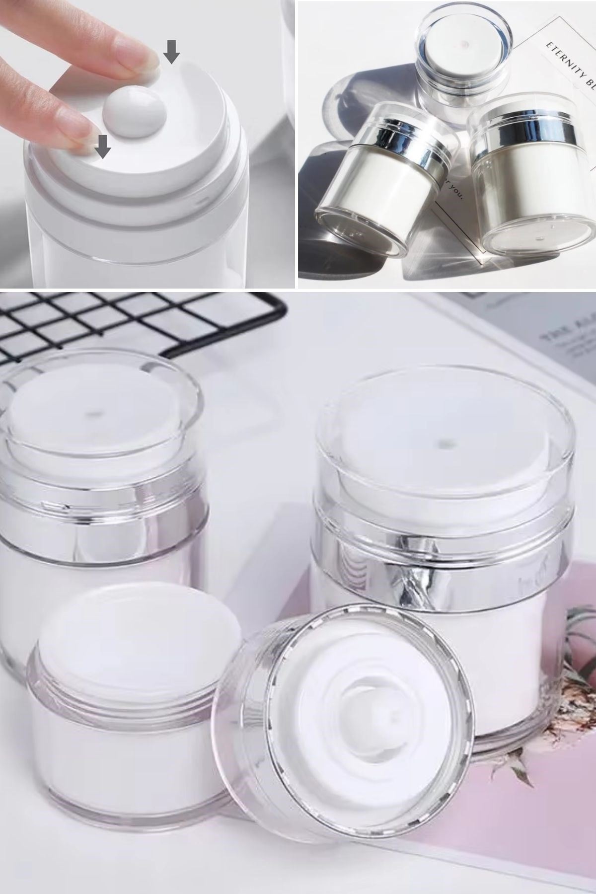 Tbl Dekor® Hava Pompalı Doldurulabilir Vakumlu Krem,Fondoten Sıvı Kozmetik Ürün Şişesi