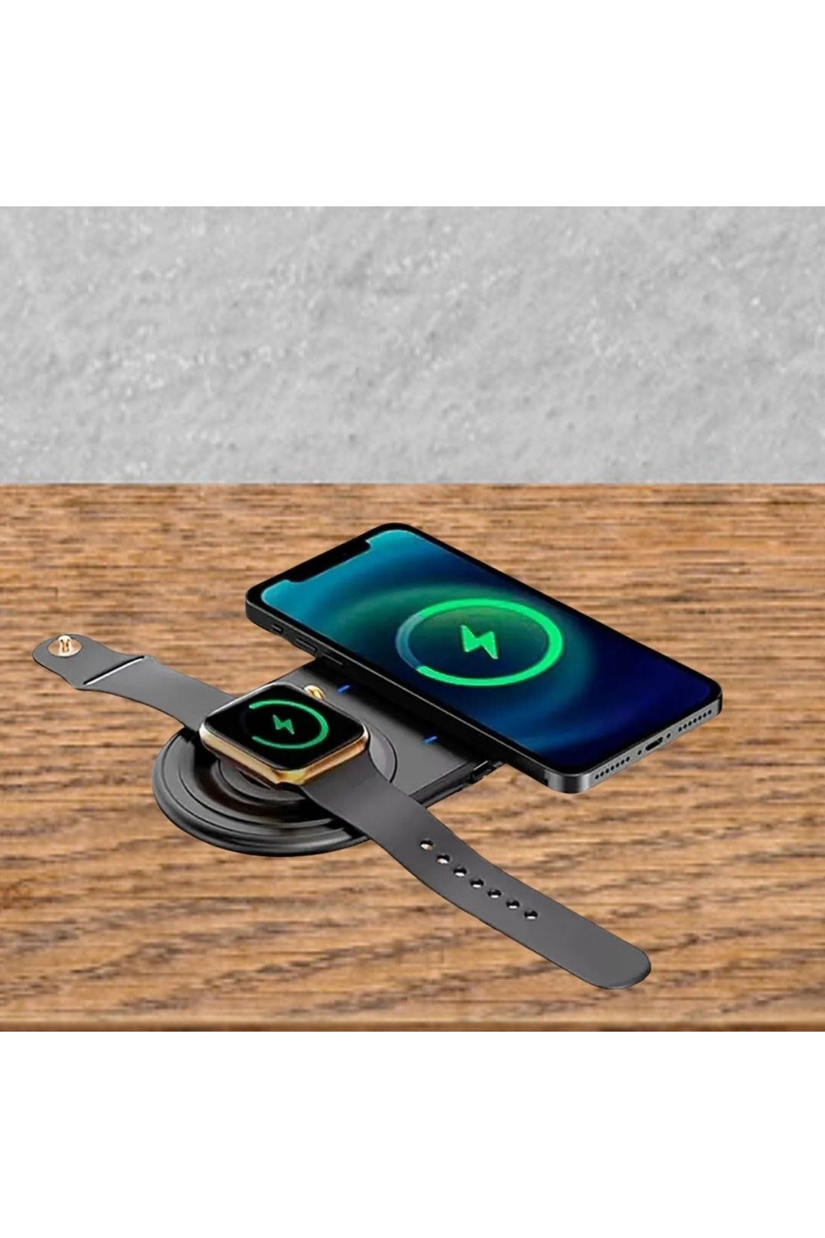 Tbl Dekor® 2si 1arada Kablosuz Saat,Kulaklık ve Telefon Hızlı Şarj Etme Aparatı