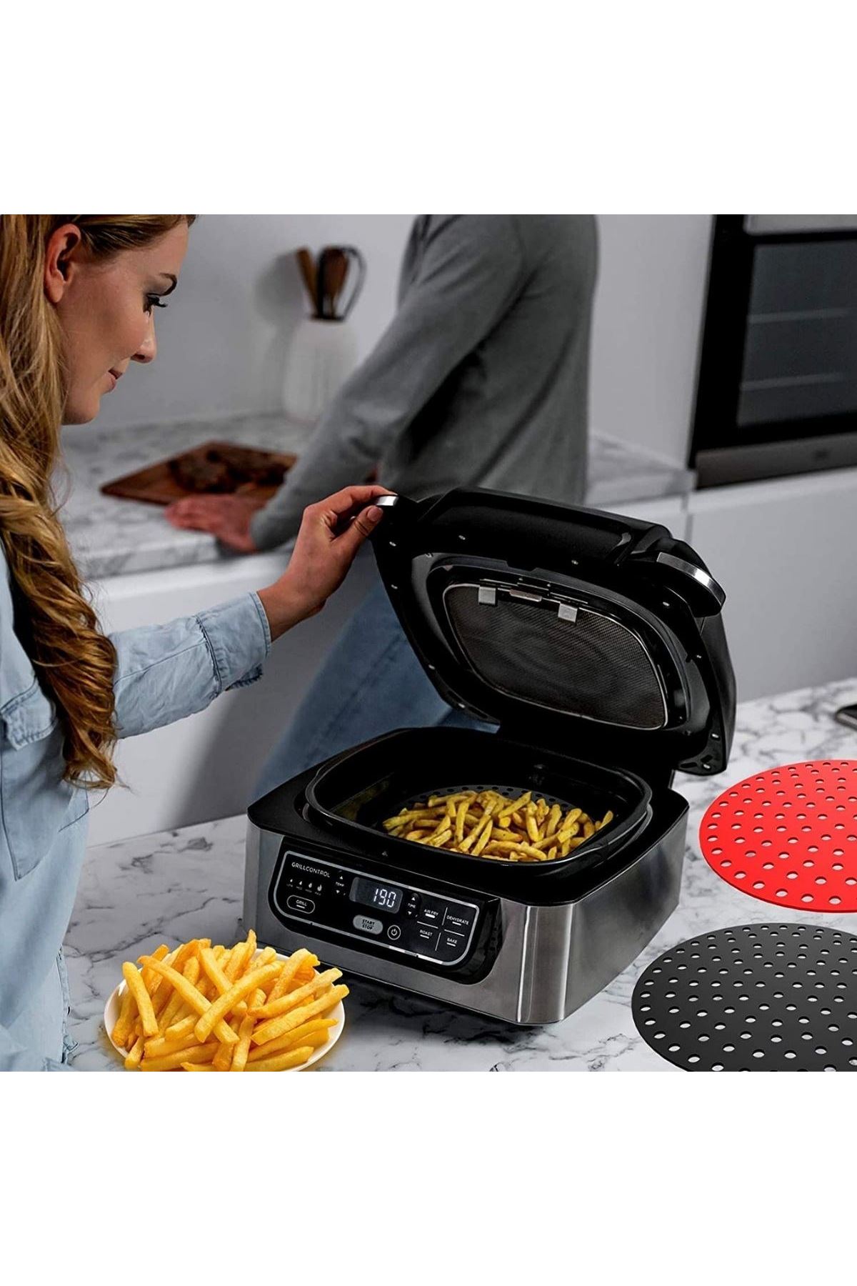 Tbl Dekor® Siyah Isıya Dayanıklı Yıkanılabilir Silikon Fırın Ve Airfryer Yuvarlak Model Pişirme Matı 23 Cm
