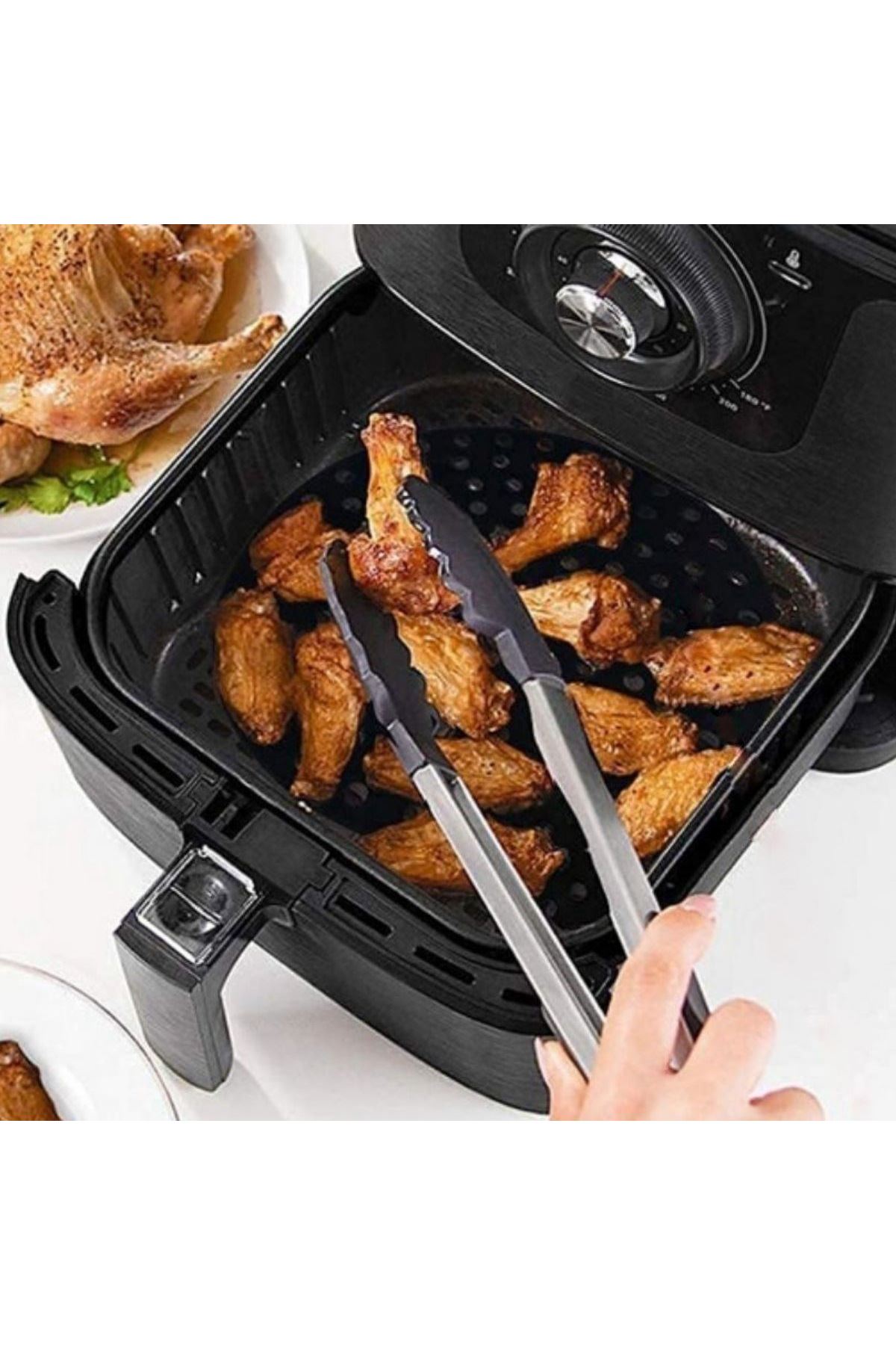 Tbl Dekor® Siyah Isıya Dayanıklı Yıkanılabilir Silikon Fırın Ve Airfryer Yuvarlak Model Pişirme Matı 20 Cm