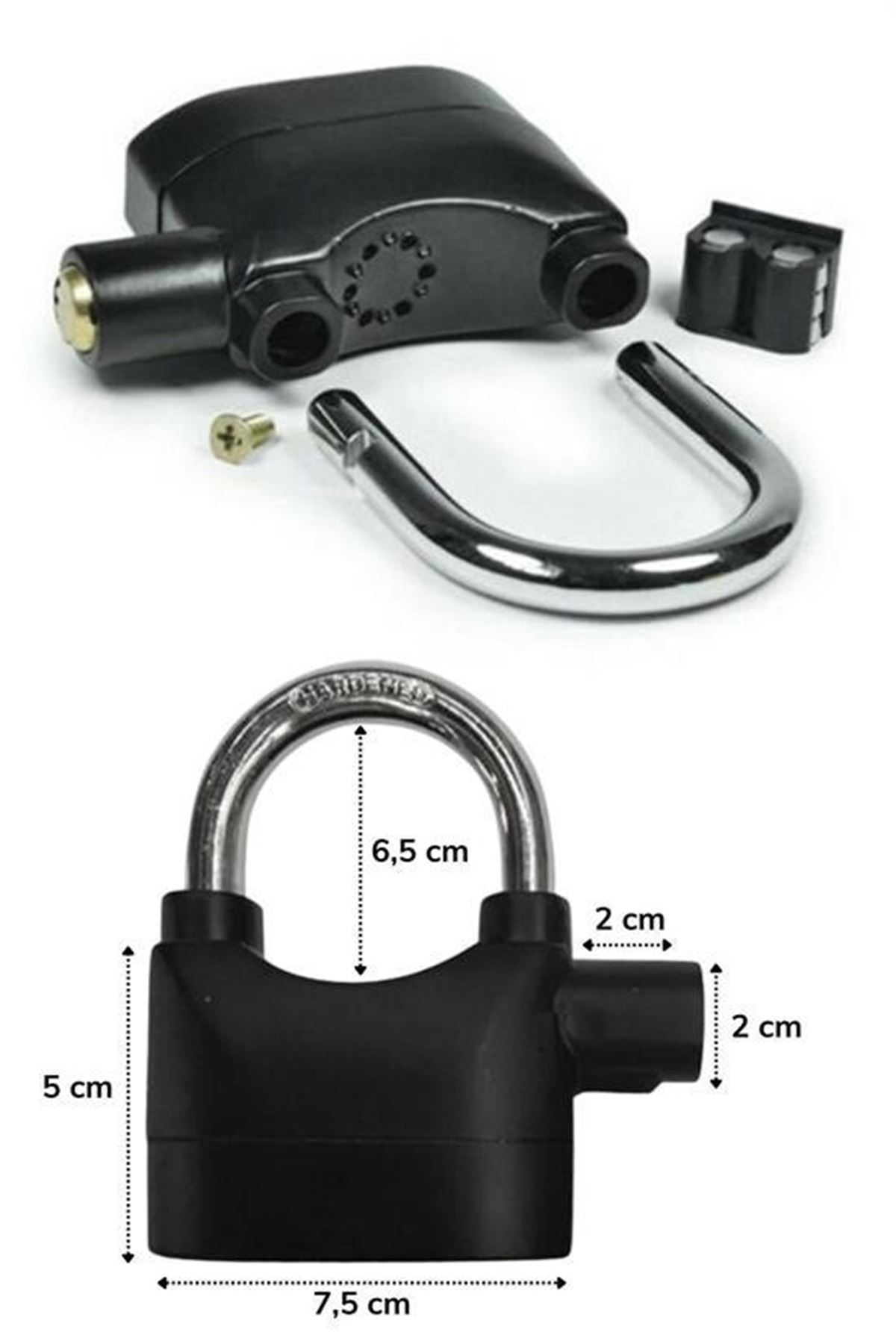 Tbl Dekor® Desibel Siyah Alarmlı Çok Fonksiyonlu Ekstra Güvenlikli Kare Asma Dolap Kilidi