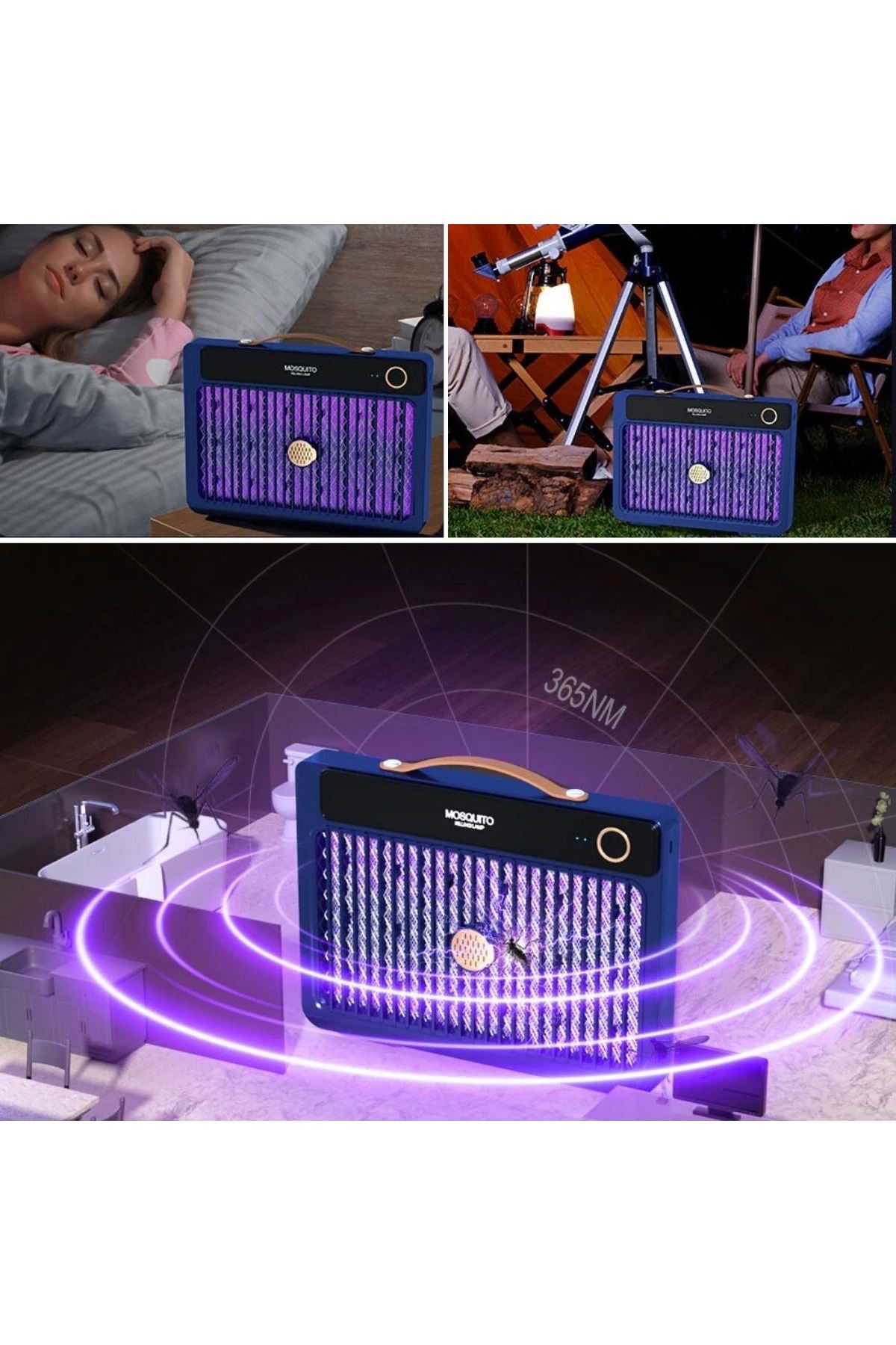 Tbl Dekor® 4000mAh Şarj Edilebilir Kablosuz 3000V Yüksek Güçlü Elektrikli Sivrisinek Öldürücü Sivrisinek Öldürme Lambası,Sinek Kıran BG-009 2000 mah