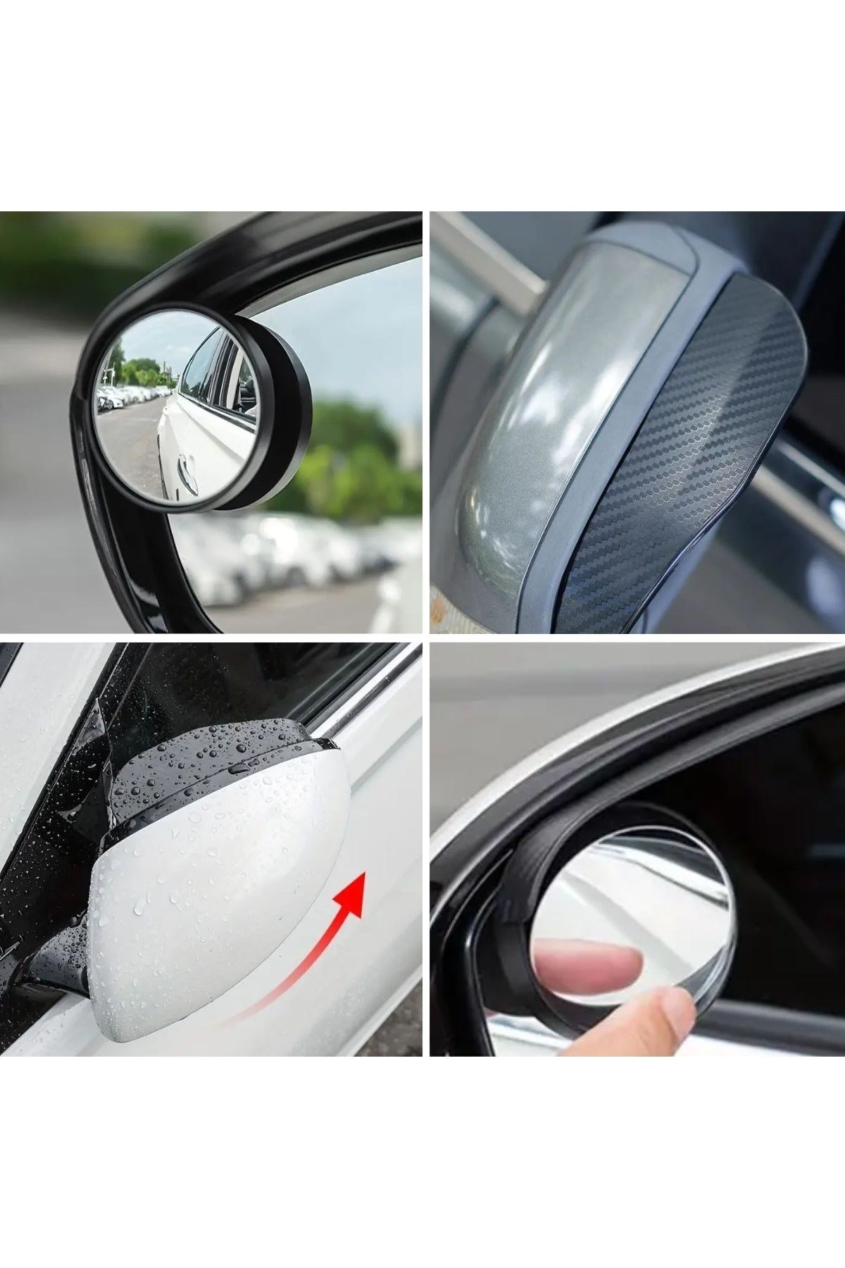 Tbl Dekor® 2 Adet Kendinden Aynalı Karbon Fiber Görünümlü Araba Yan Ayna Yağmur Koruyucuları Yağmur & Kar Kalkanı Visörler