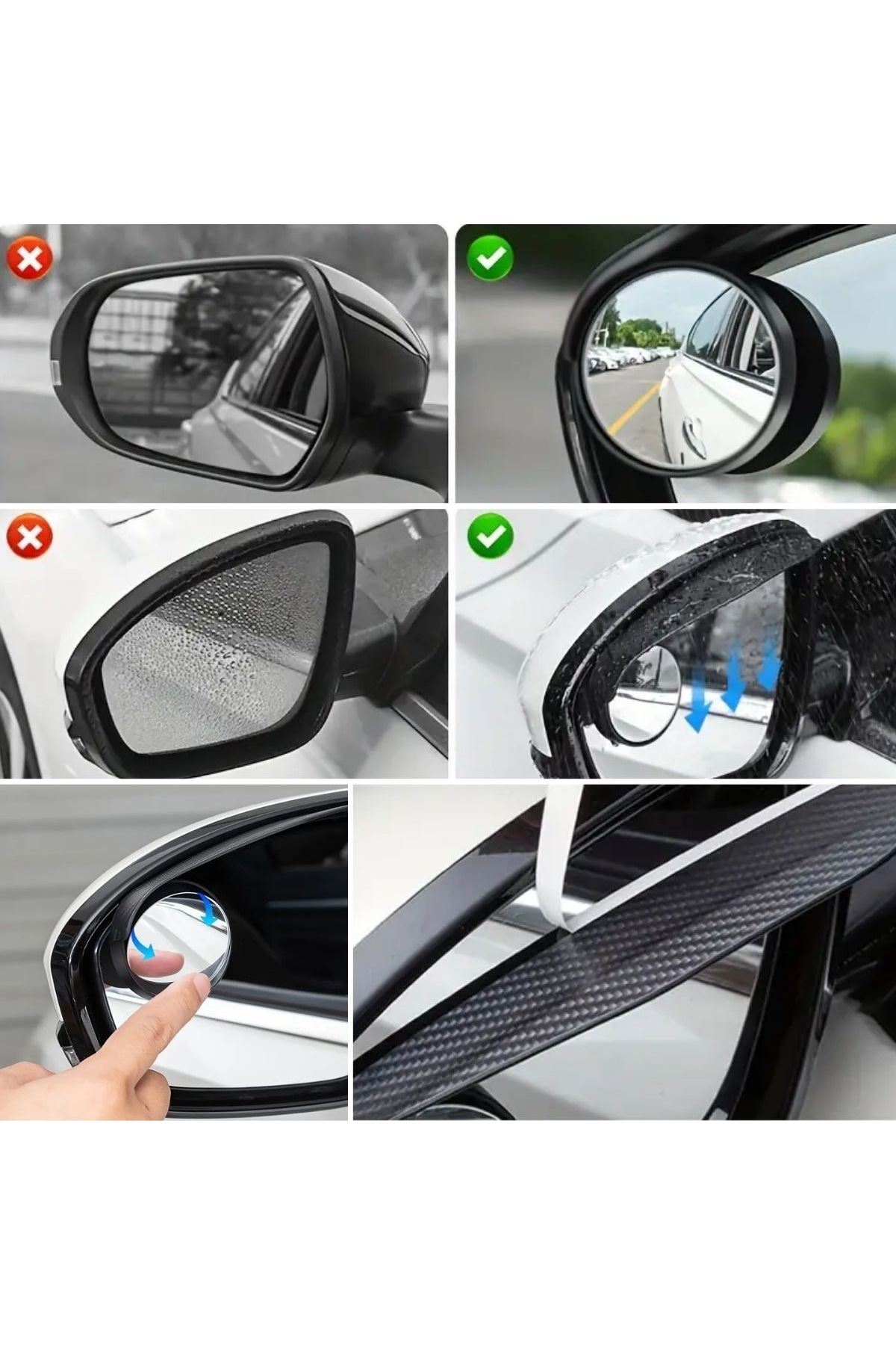 Tbl Dekor® 2 Adet Kendinden Aynalı Karbon Fiber Görünümlü Araba Yan Ayna Yağmur Koruyucuları Yağmur & Kar Kalkanı Visörler