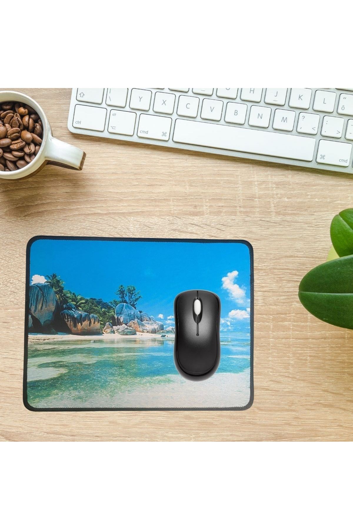 Tbl Dekor® 25x32 cm Küçük Boy Mouse Pad Manzara Ada