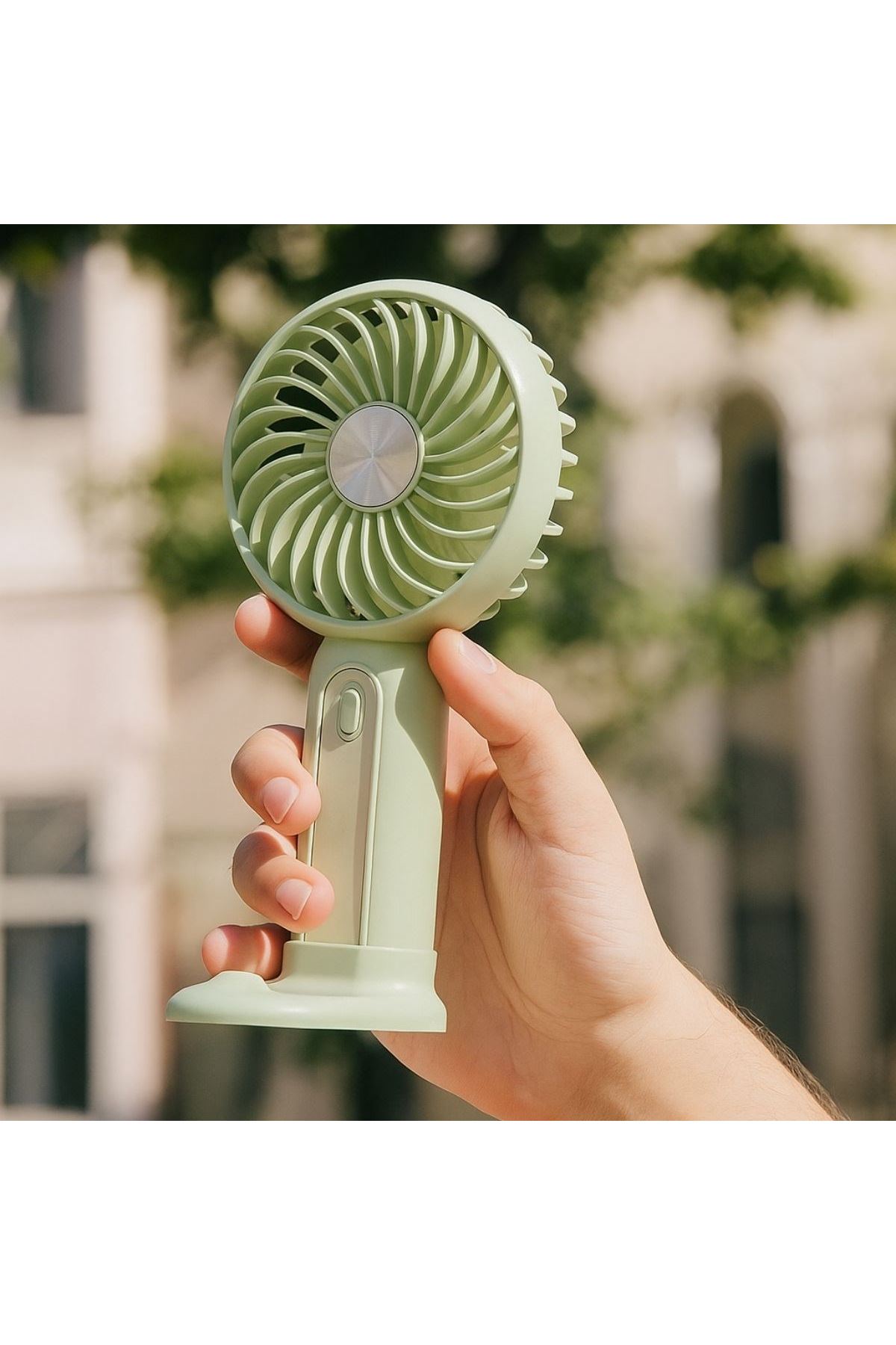 Tbl Dekor® Masa Üstü Standlı USB ile Şarj Olabilen 3 Ayarlı Fan Modlu Çanta Tipi El Fanı