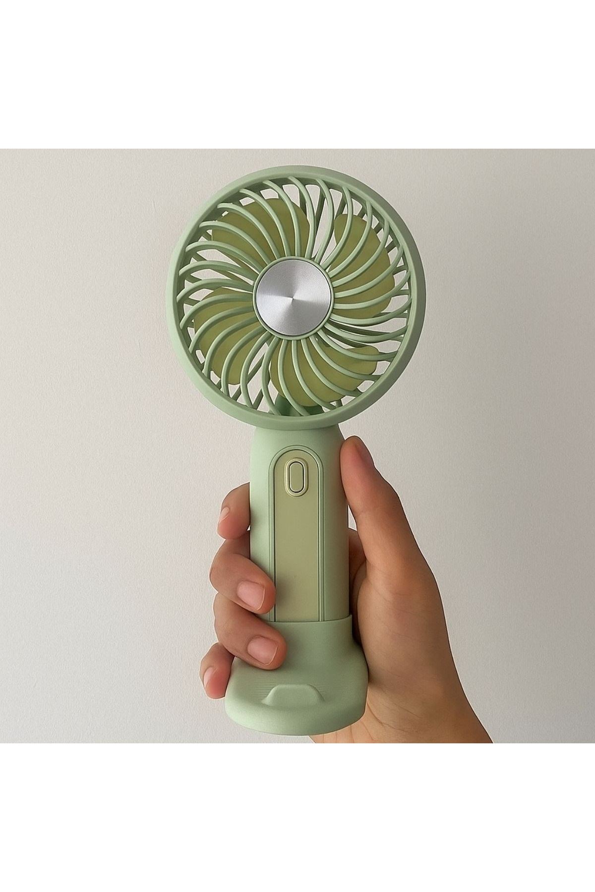 Tbl Dekor® Masa Üstü Standlı USB ile Şarj Olabilen 3 Ayarlı Fan Modlu Çanta Tipi El Fanı