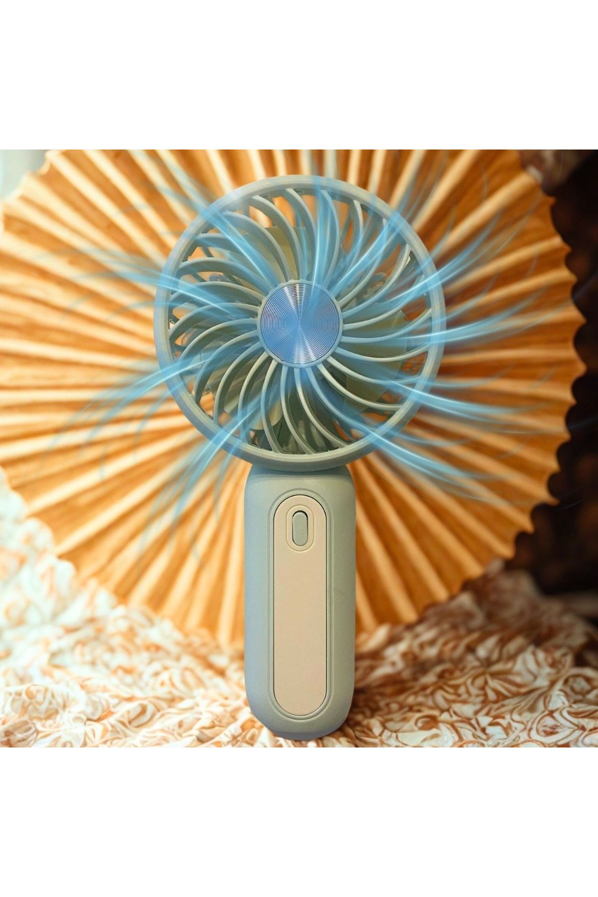 Tbl Dekor® Masa Üstü Standlı USB ile Şarj Olabilen 3 Ayarlı Fan Modlu Çanta Tipi El Fanı